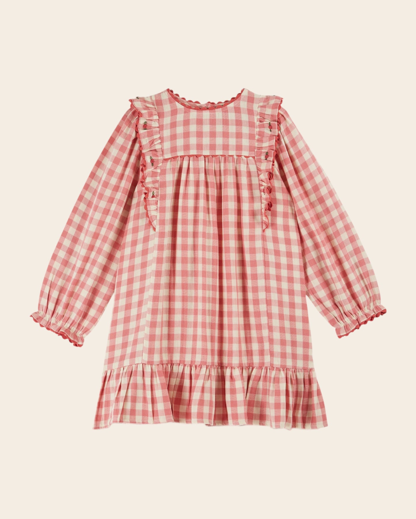 Robe volantée vichy rose