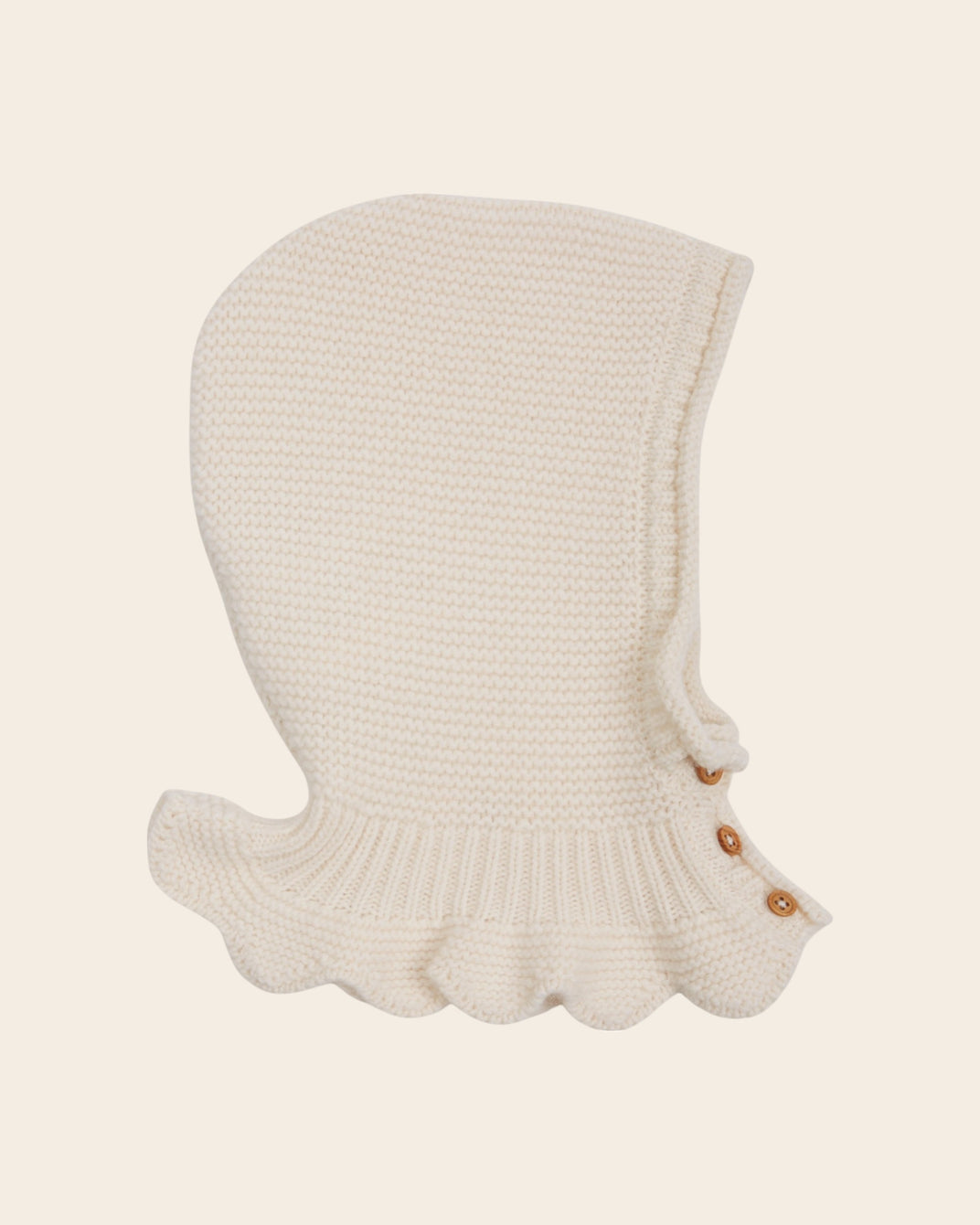 ecru baby garter stitch balaclava
