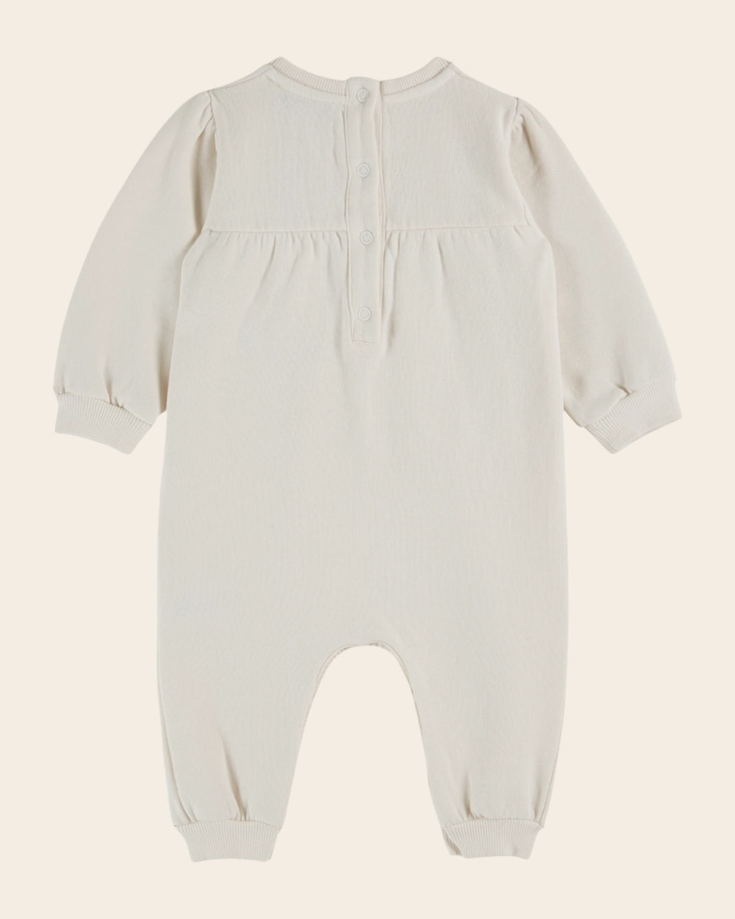 cream embroidered fleece jumpsuit