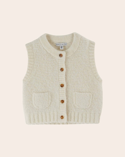 Cardigan sans manches ultra doux écru