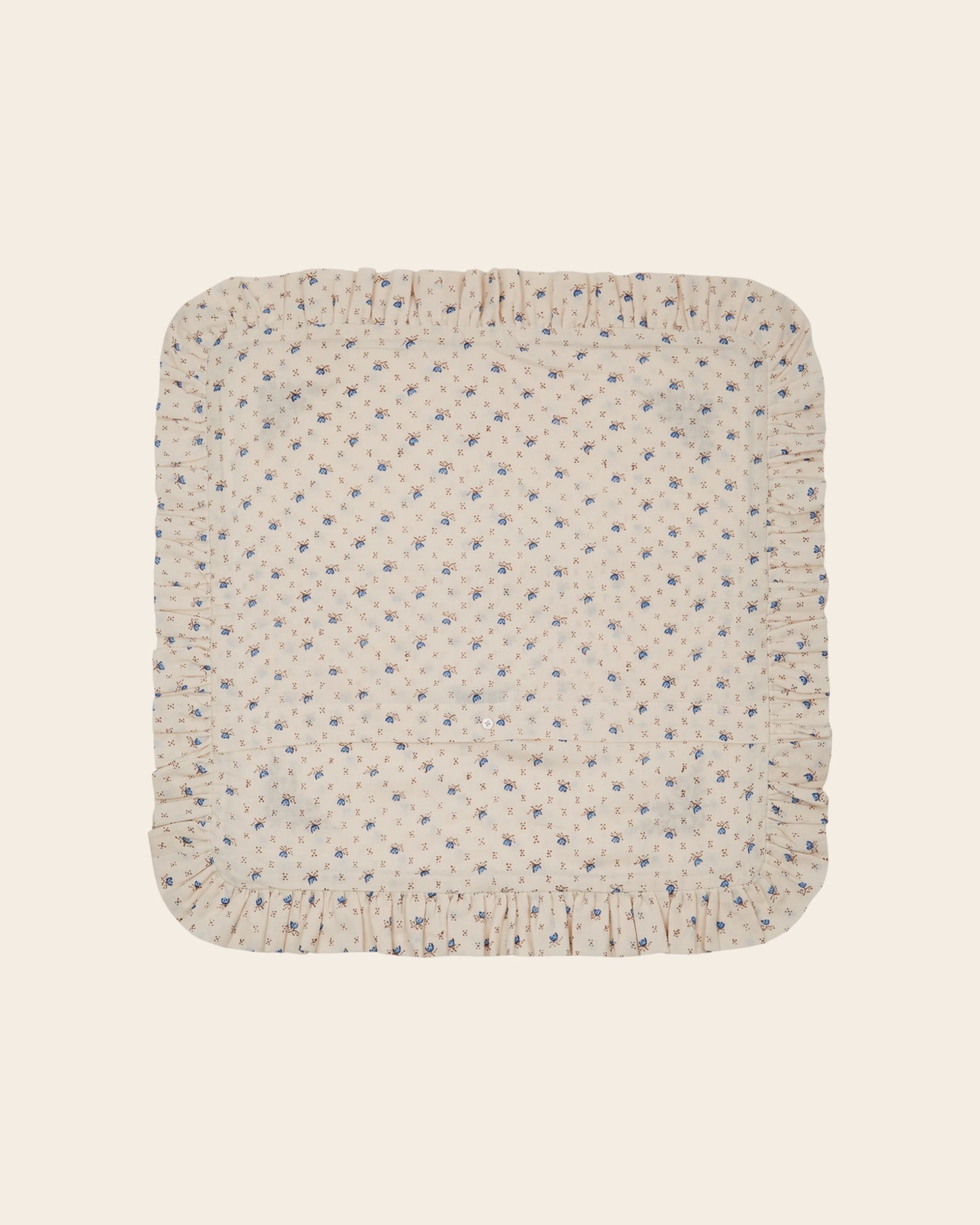 Housse de coussin crème fleurs bleues