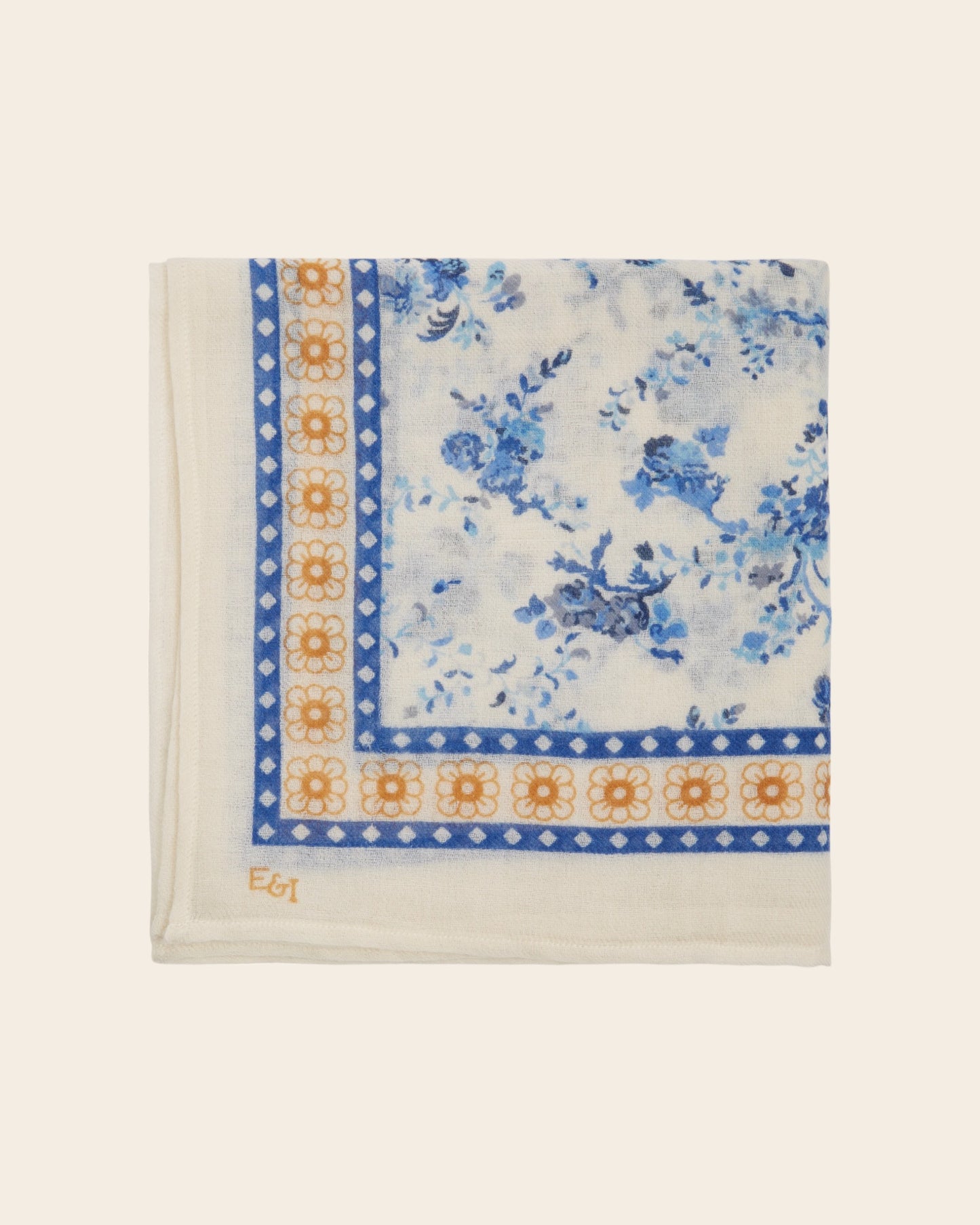 Foulard orchid bleu 100 x 100 cm