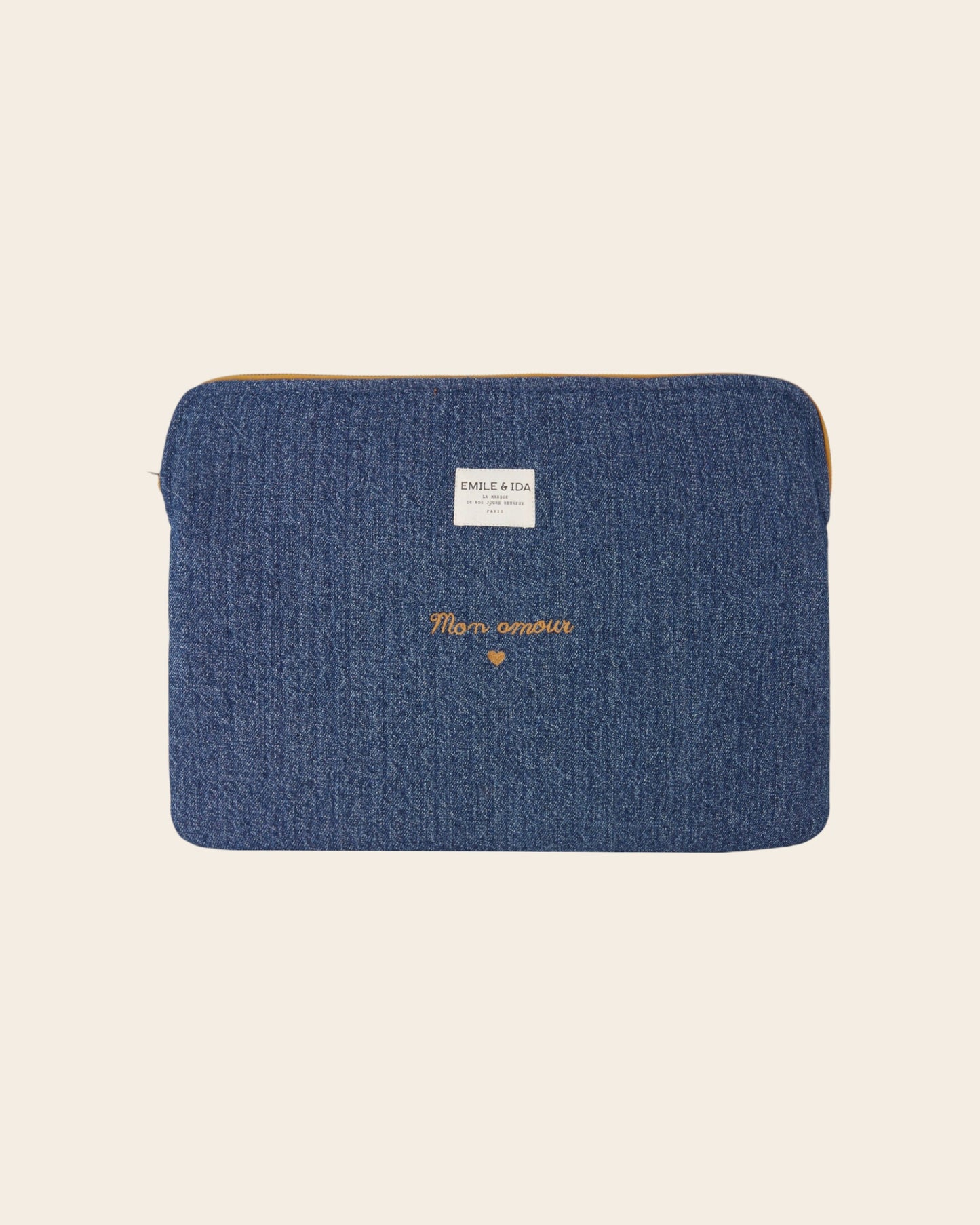Pochette d'ordinateur denim bleu
