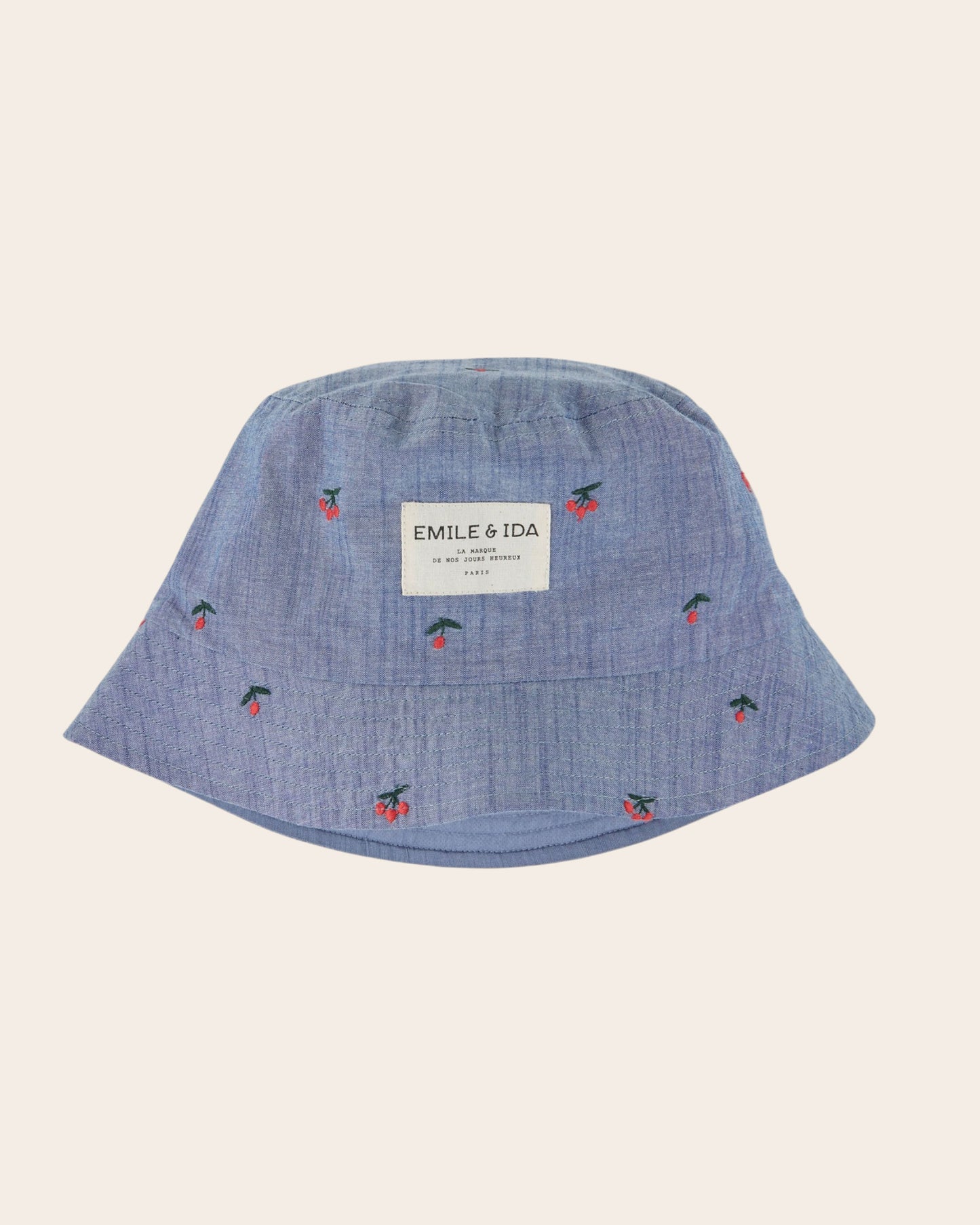 Bob enfant - Chambray brodé cerises