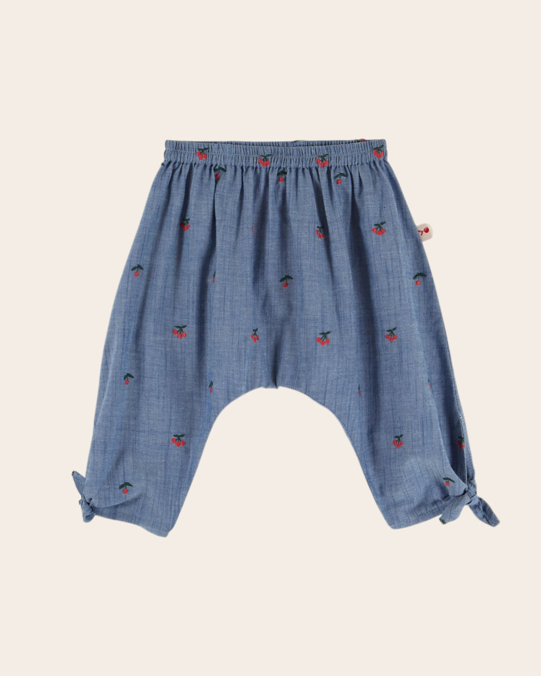 Sarouel bébé - Chambray brodé cerises