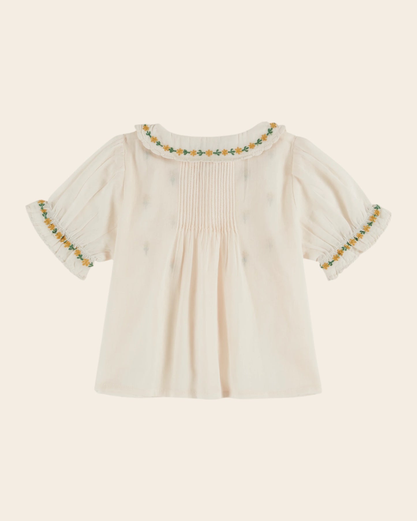 Blouse - Fleurs brodées crème