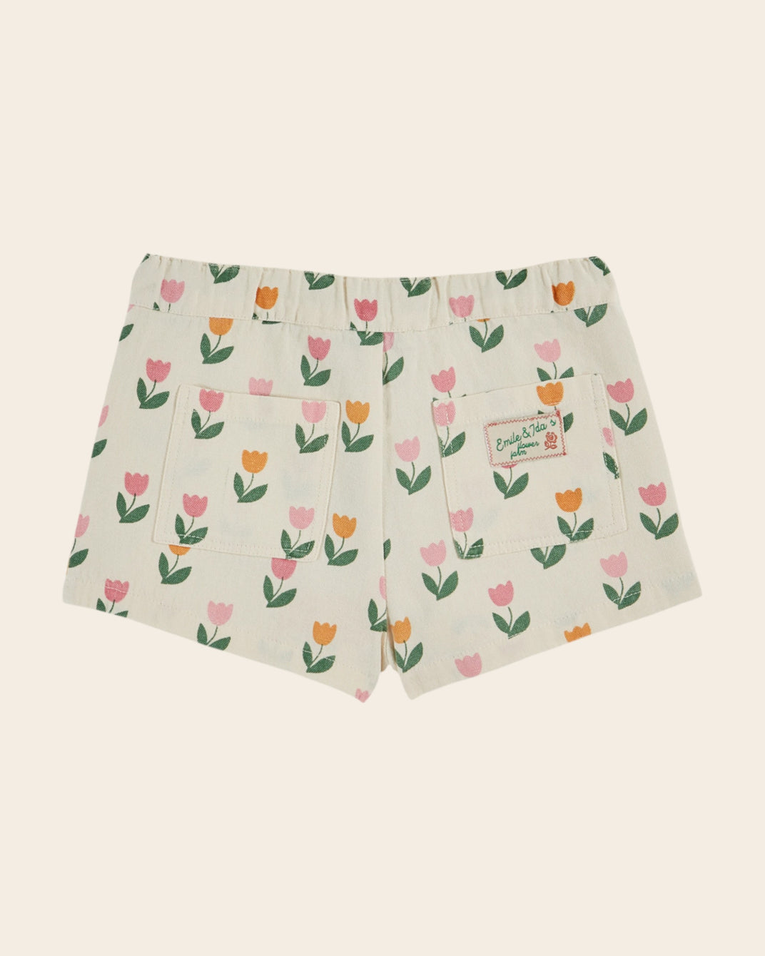 Short - Poches fleurs tulipes crème