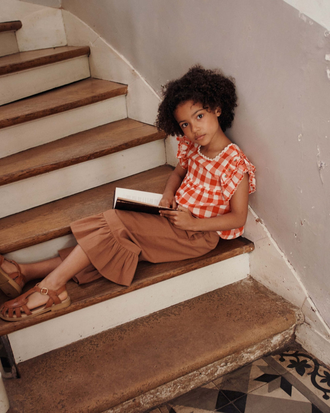 Blouse - Brodé vichy rouge