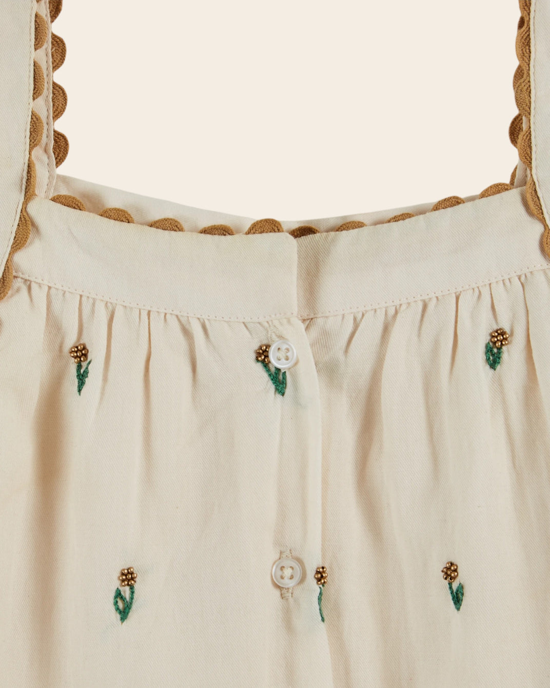 Top - Fleurs brodées crème