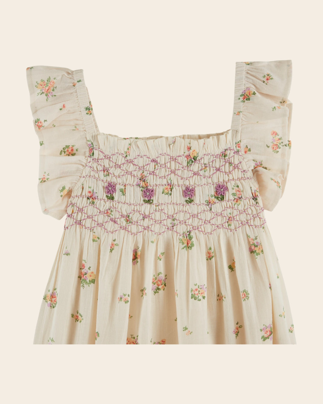 Robe - Brodé smocké fleuri althea