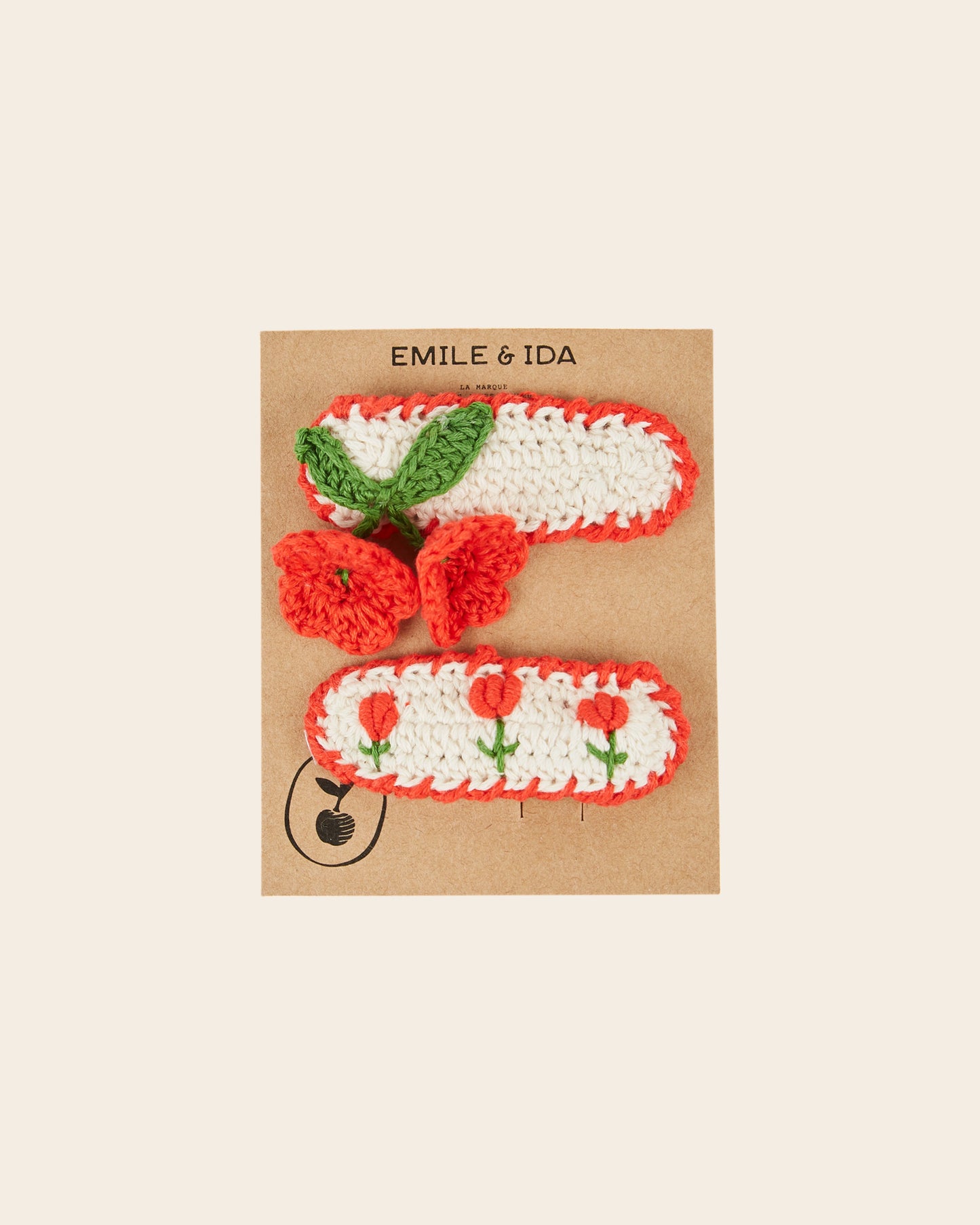 2 barrettes - Crochet rouge et blanc