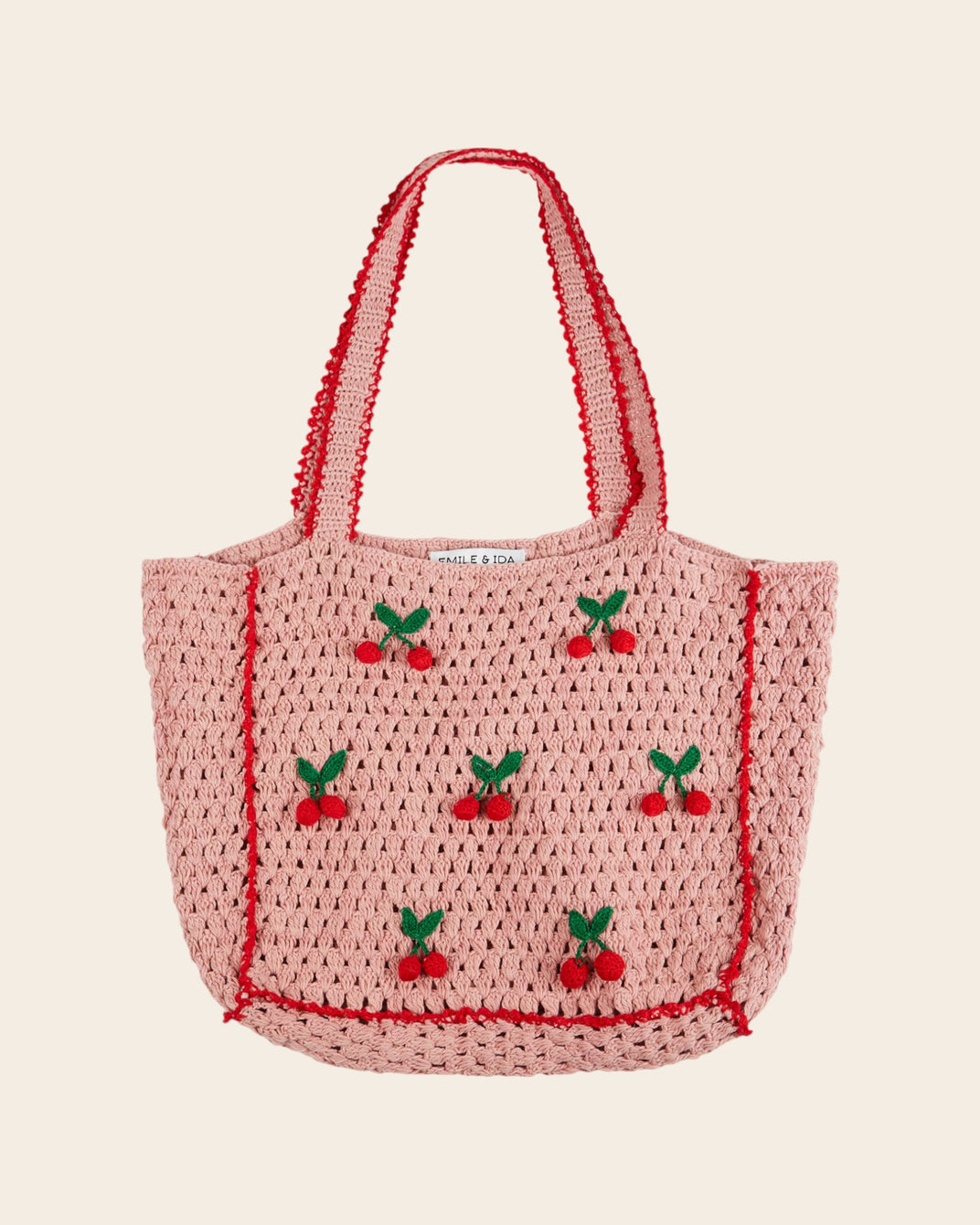 Cabas - Crochet rose cerises rouges