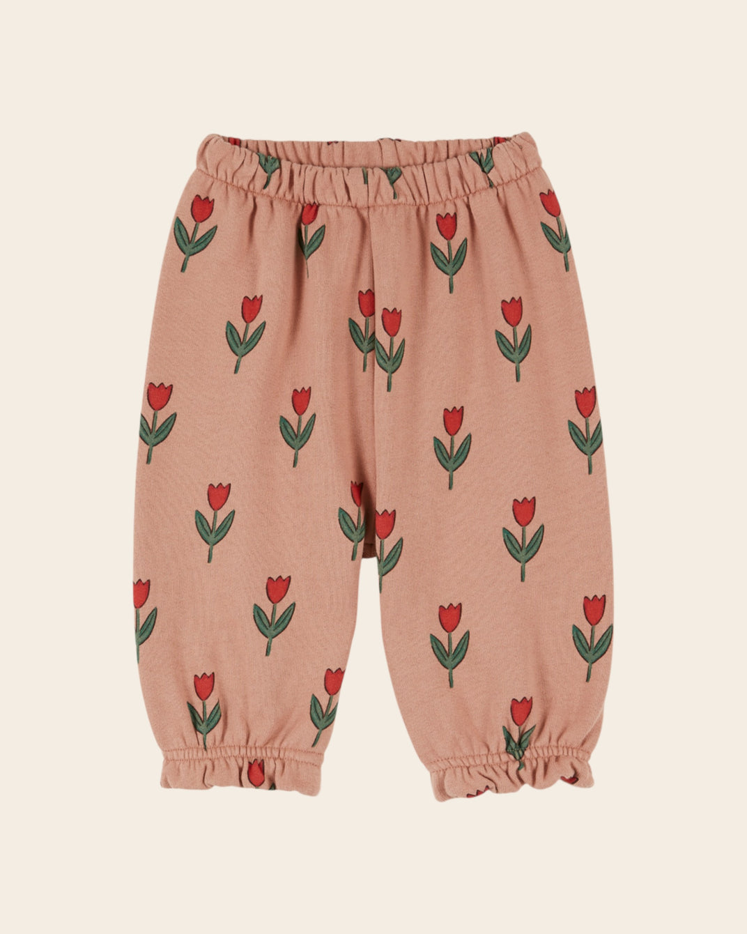 Pantalon jogger bébé - Tulipes rose