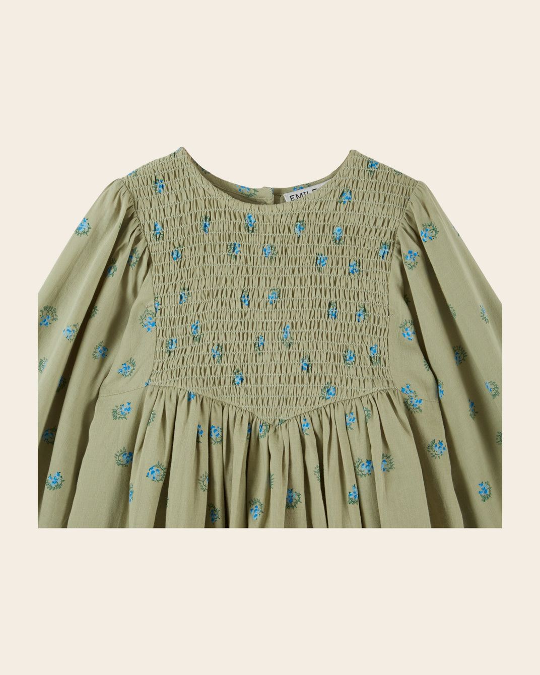 Robe - Smockée fleuri vert