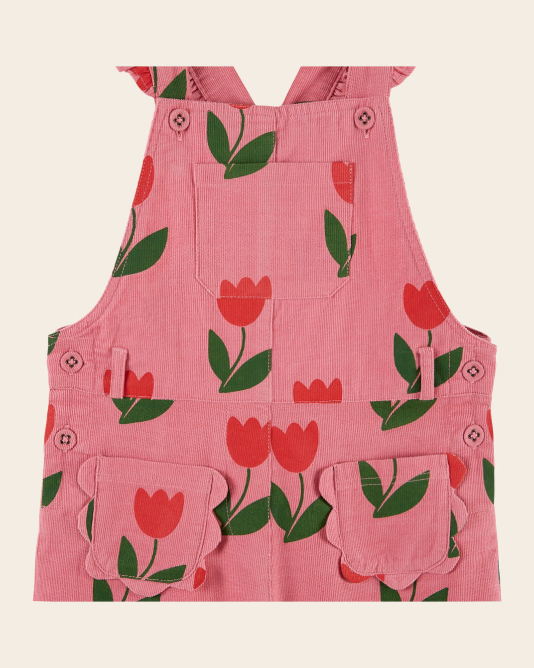Salopette - Velours tulipes rose