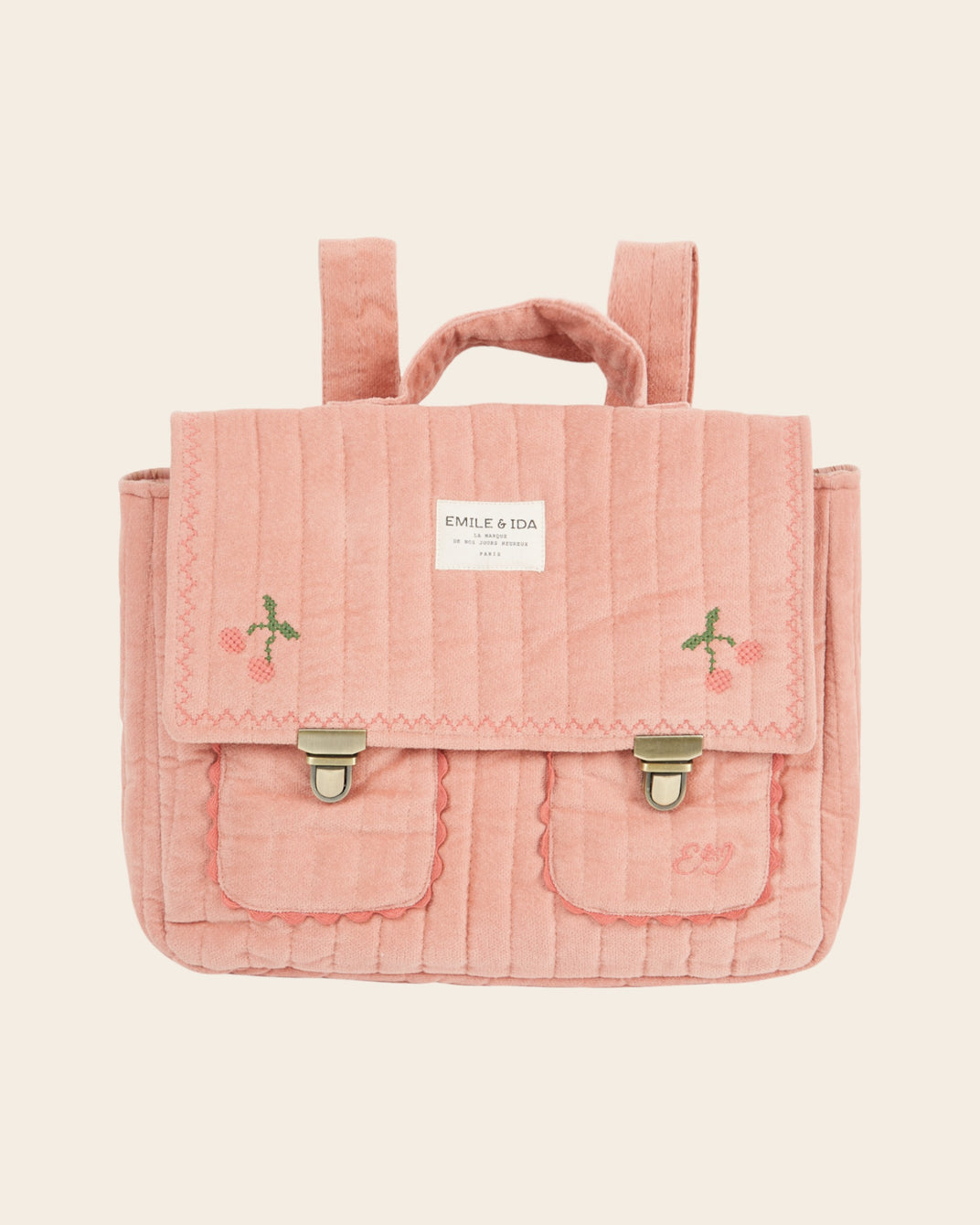 Cartable - Matelassé velours rose