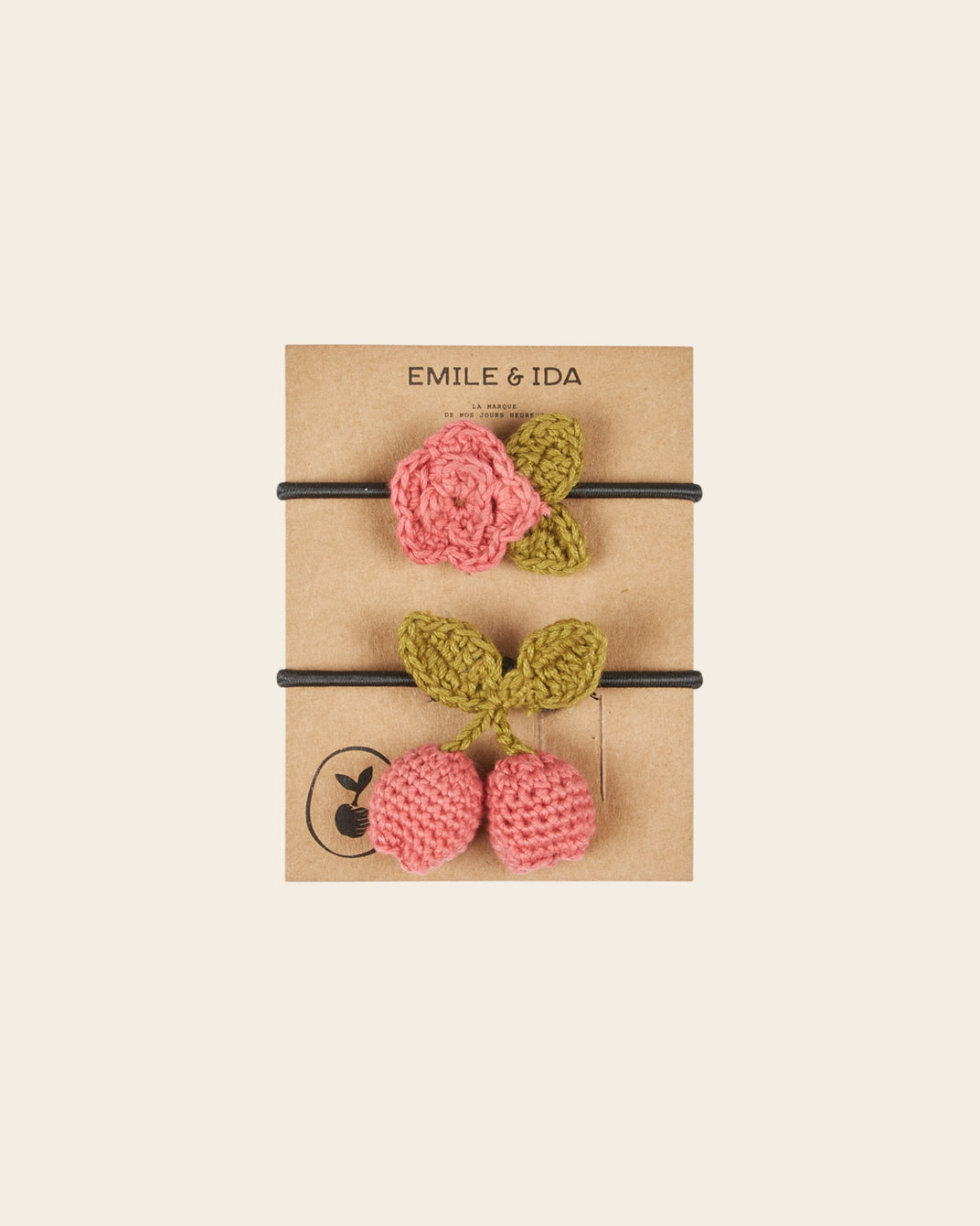 Lot de 2 élastiques - Fleurs en crochet rose
