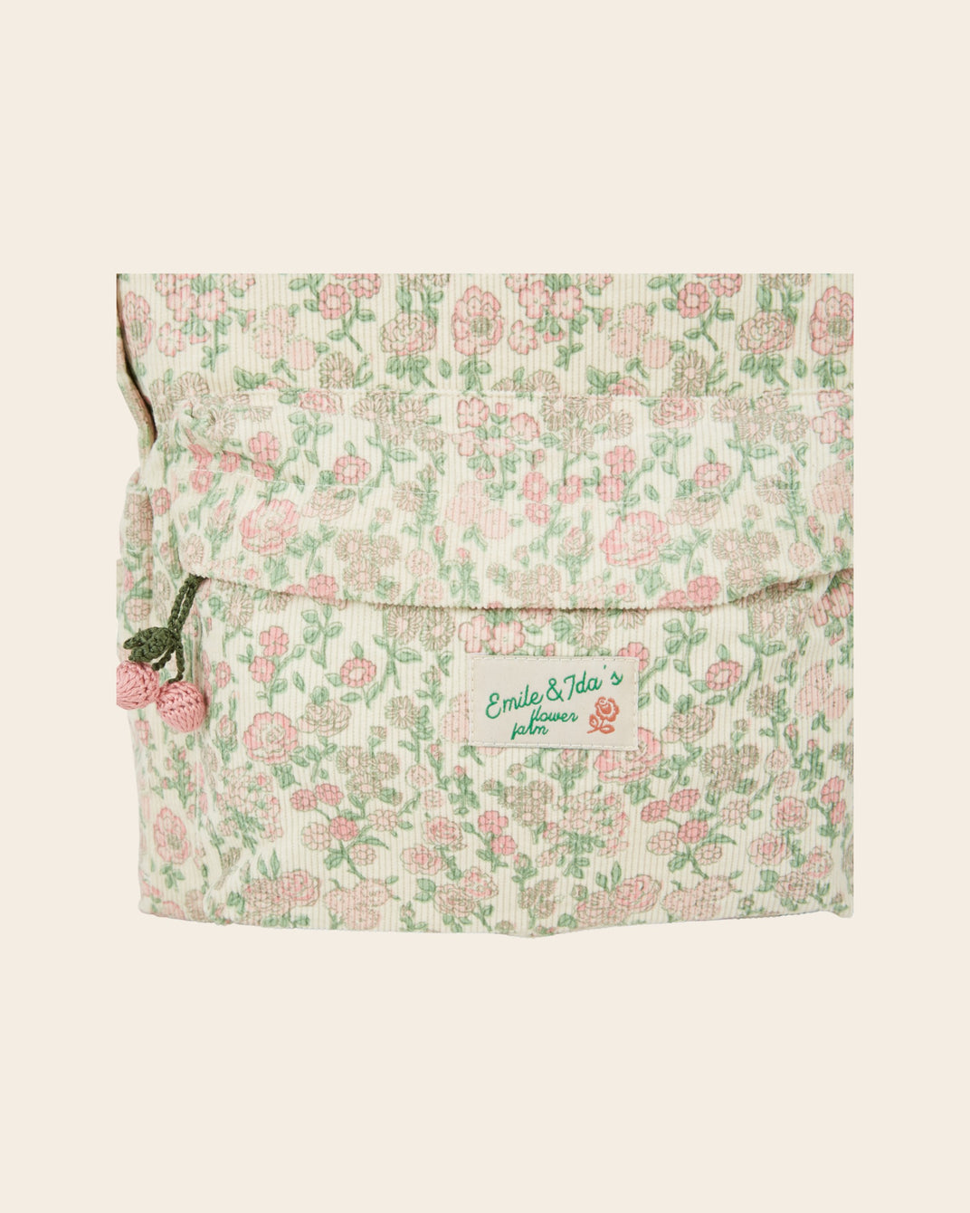 Sac à dos - Velours fleuri vert