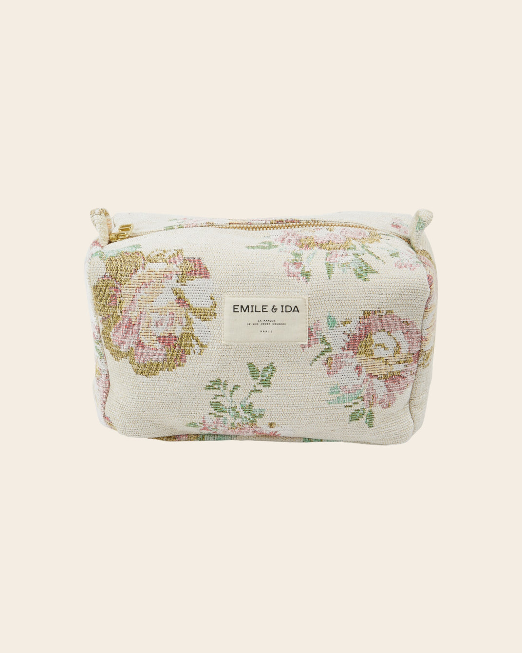 Trousse de toilette - Jacquard fleuri beige