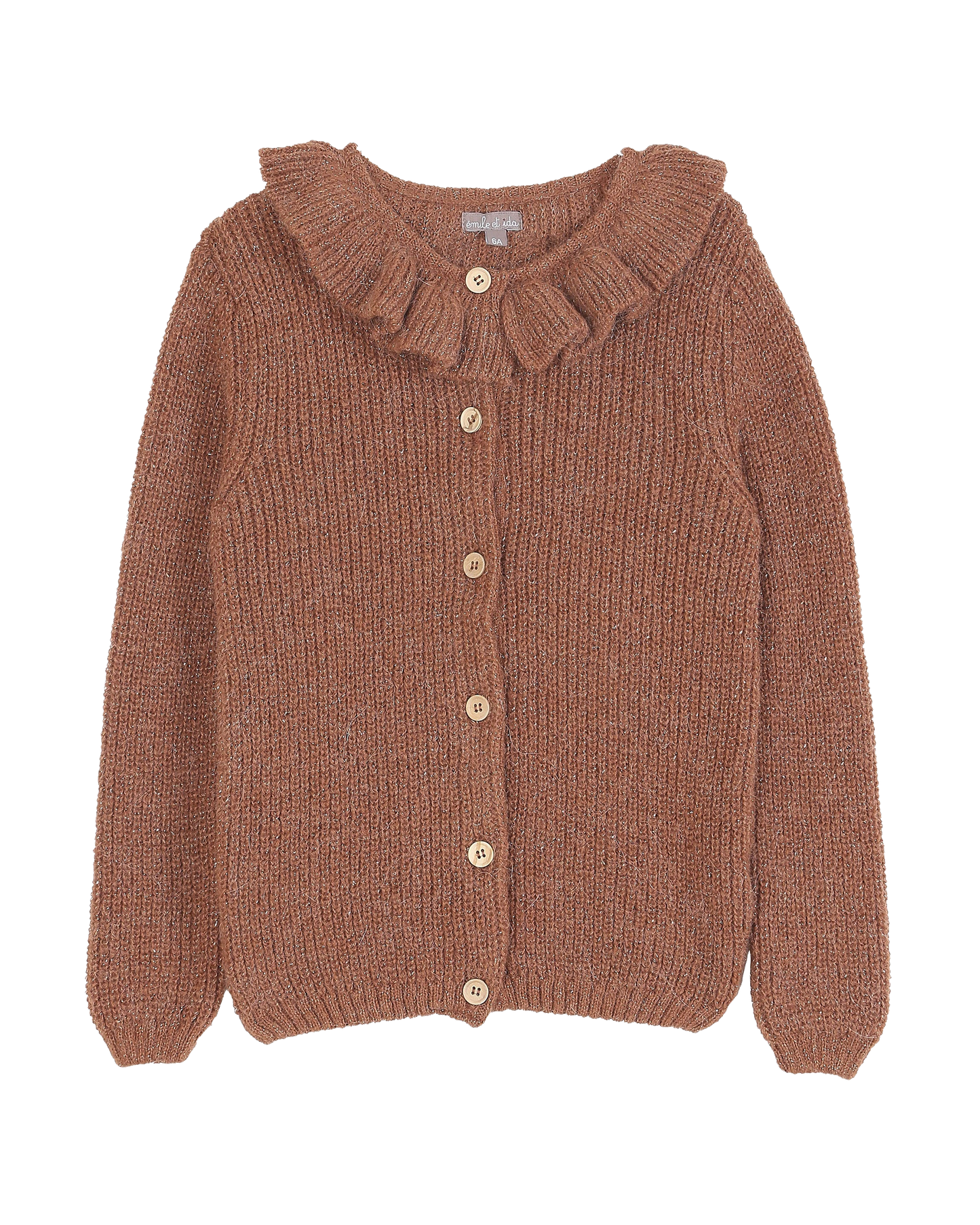 Cardigan collerette bébé châtaigne lurex