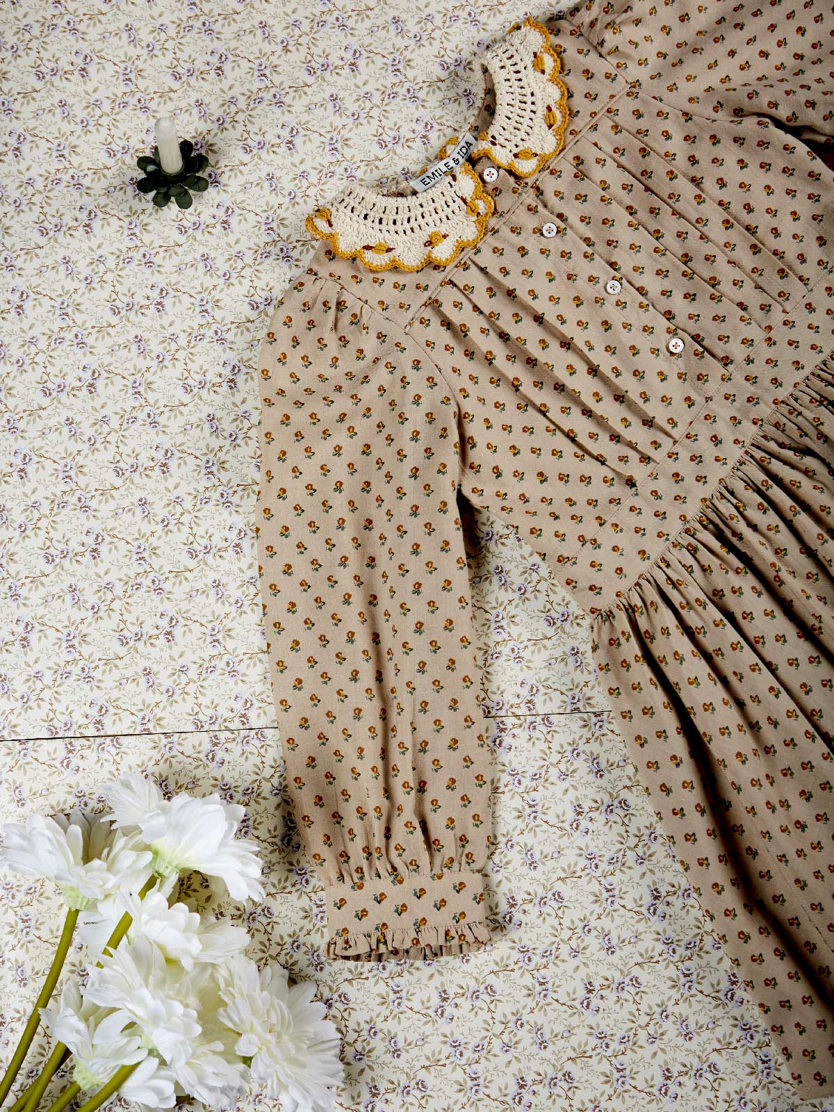 Robe col crochet marceau beige