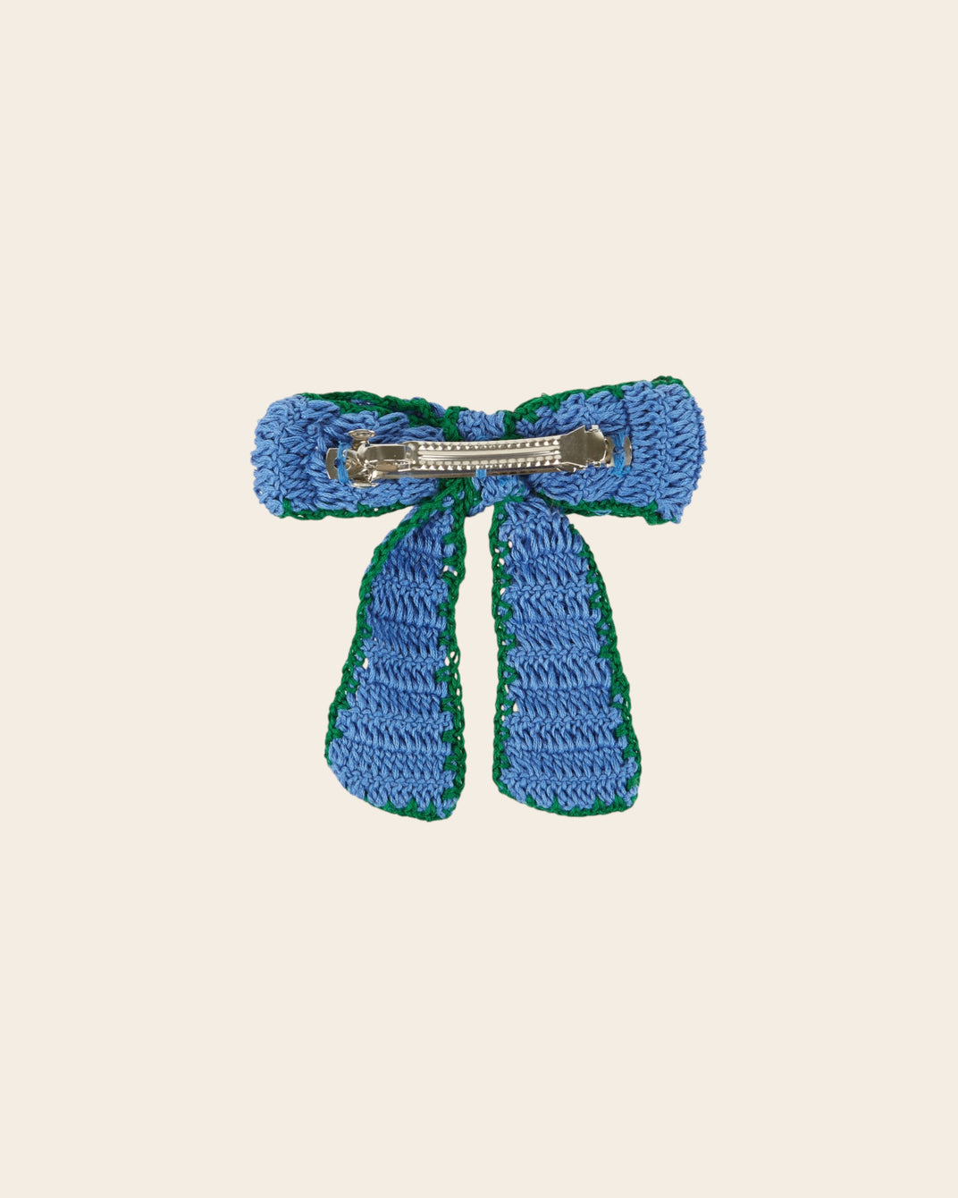 Barrette - Noeud crochet bleu