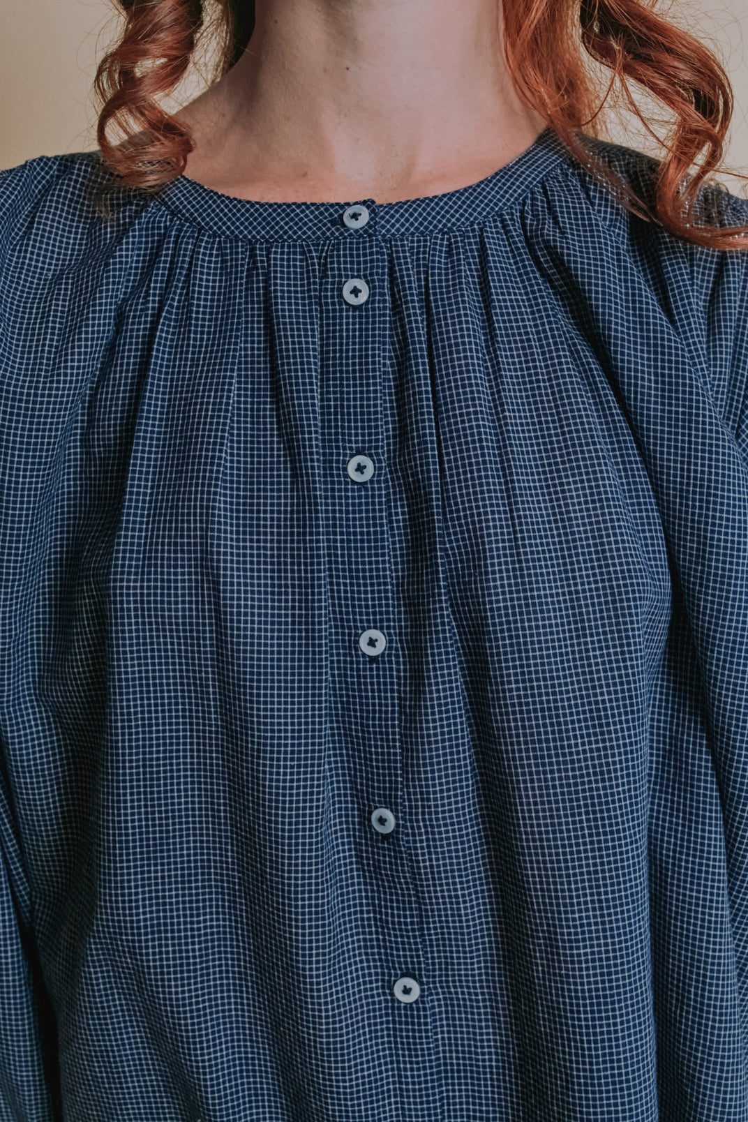 Blouse - Khadi carreaux marine