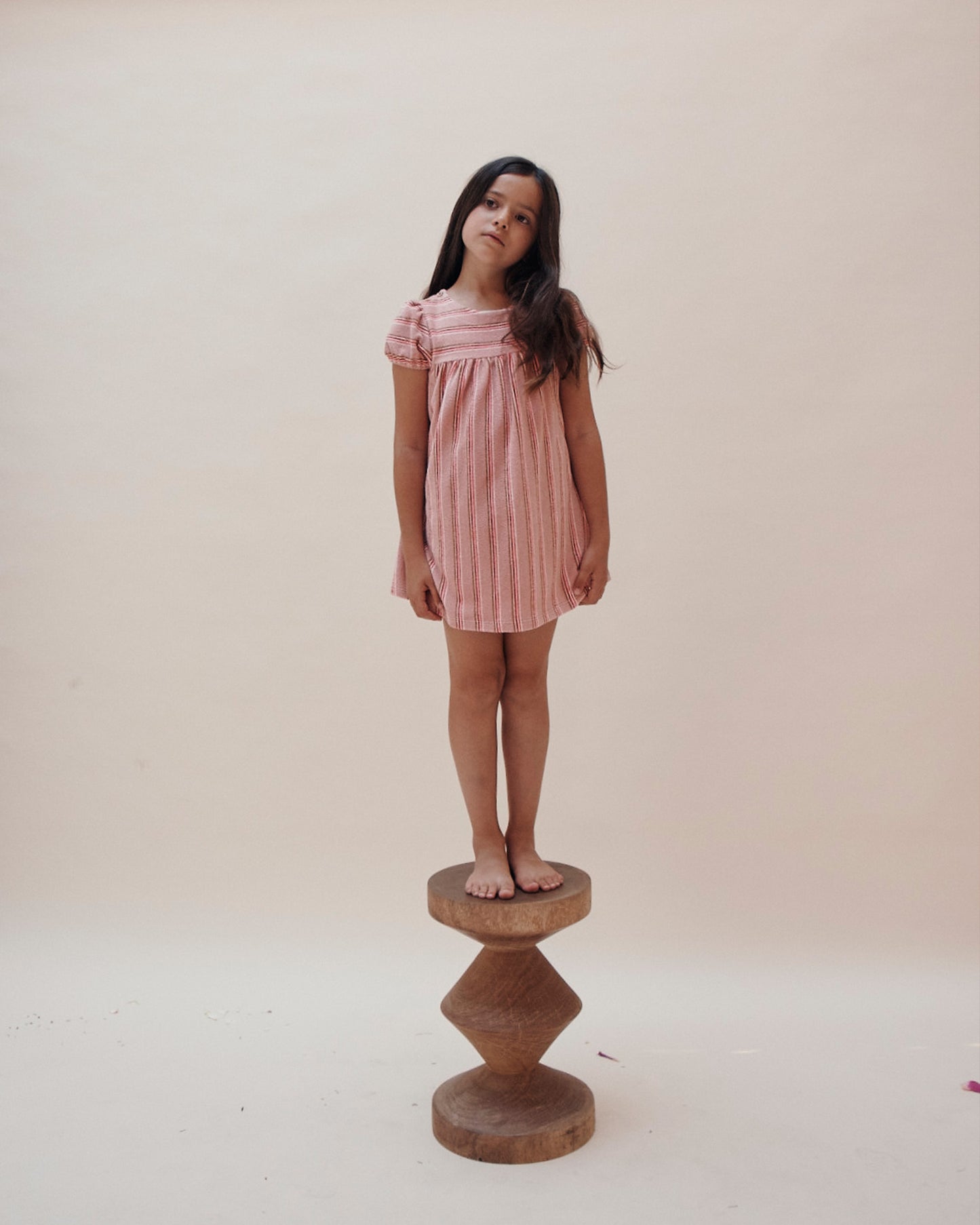 Rosette striped terry cloth dress
