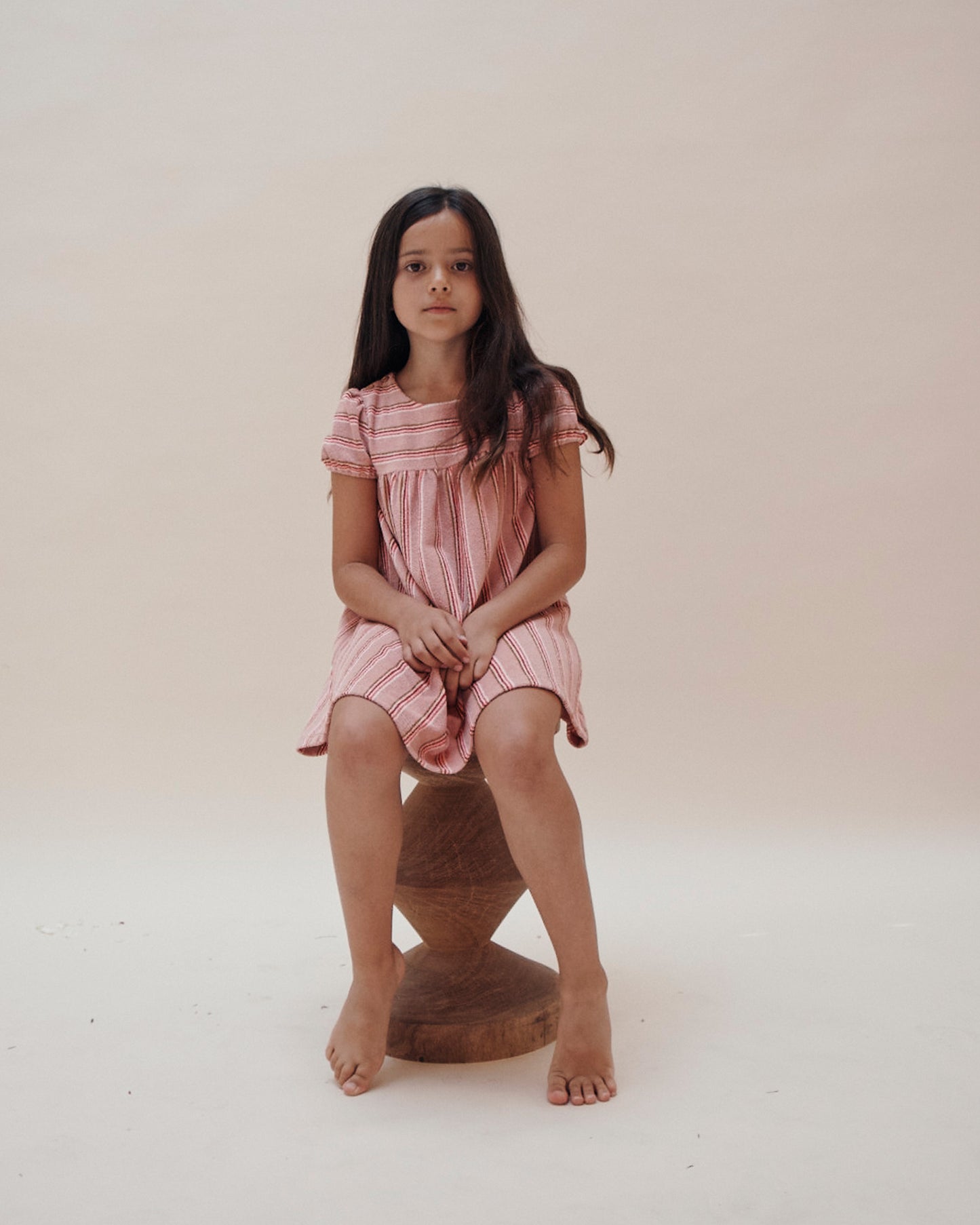 Rosette striped terry cloth dress