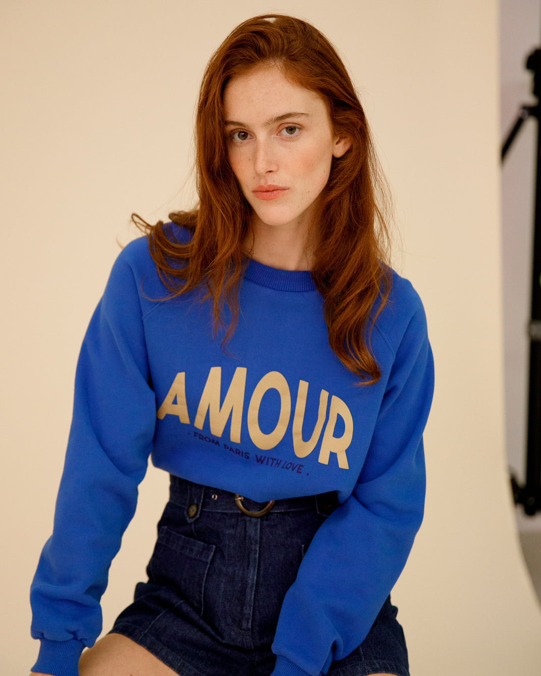 Sweat amour coton bio bleu saphir