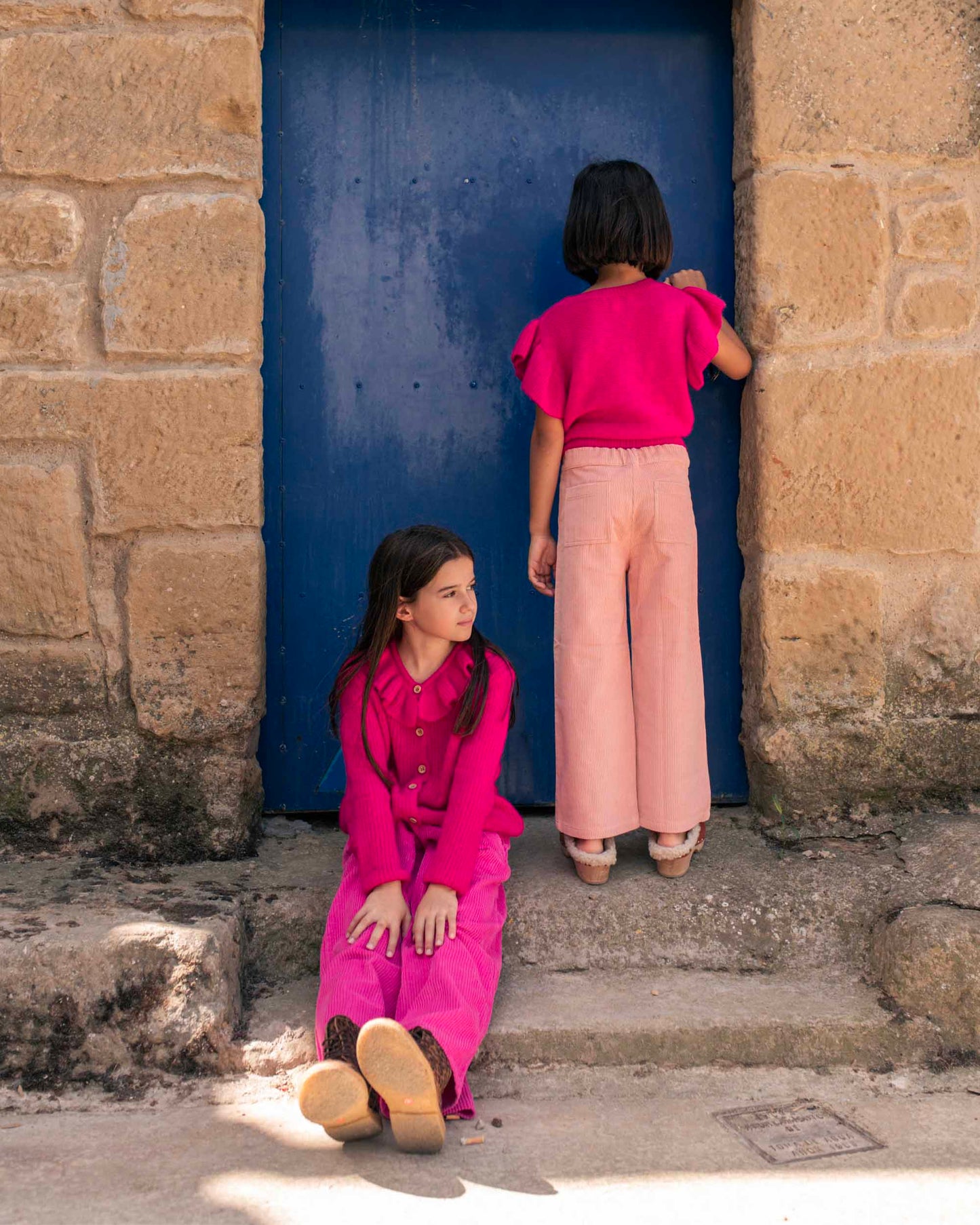 Peony velvet flower pocket pants