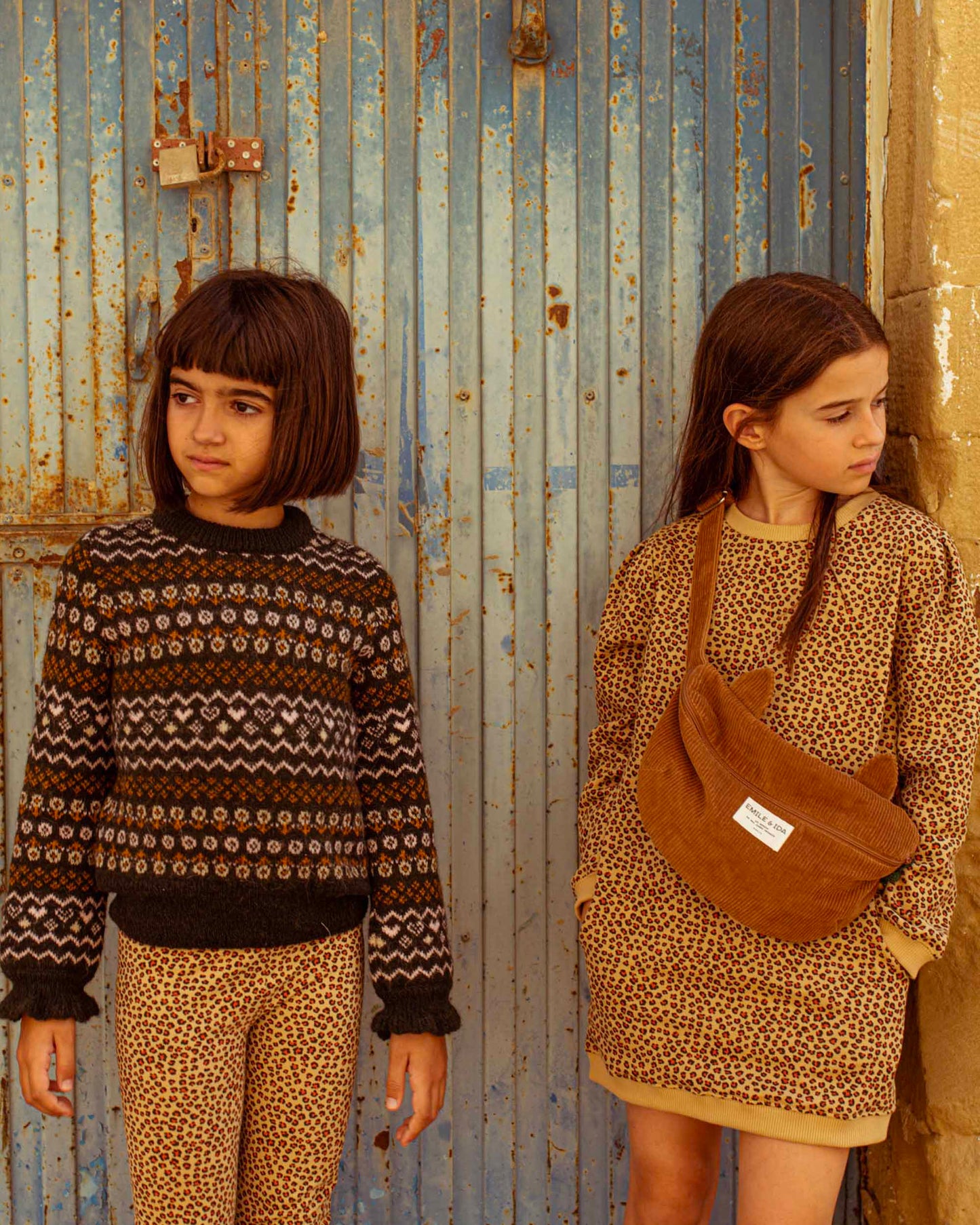 Pull fille jacquard bitume