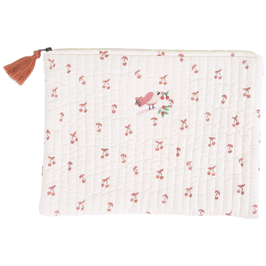 pochette ecru imprime cerisette