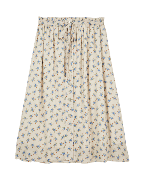 Blue flower midi skirt