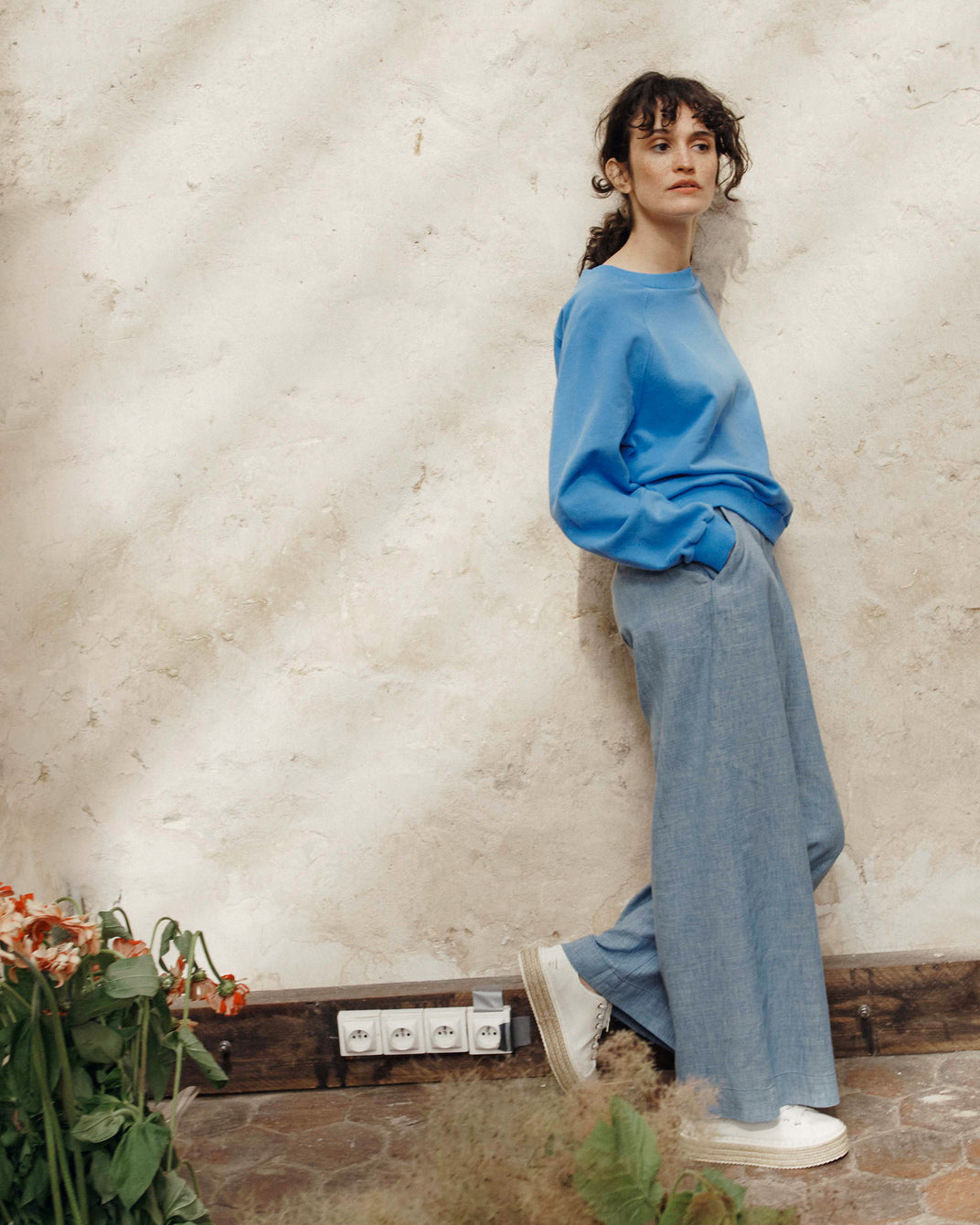 Sweat coton bio bleu lagon