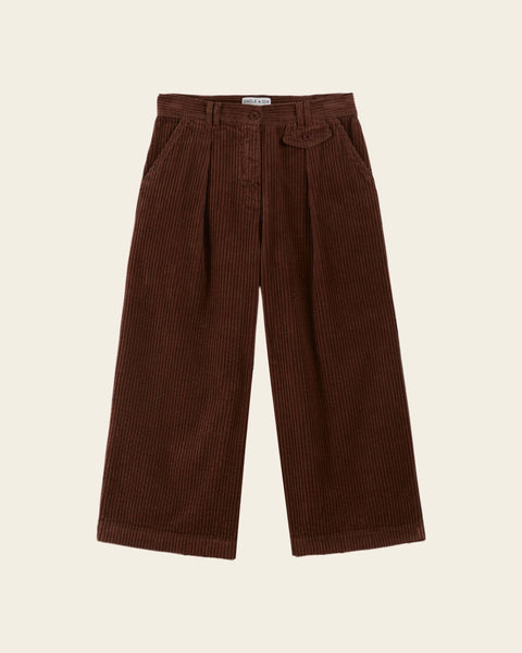 Pantalon 7/8 velours cotelé marron