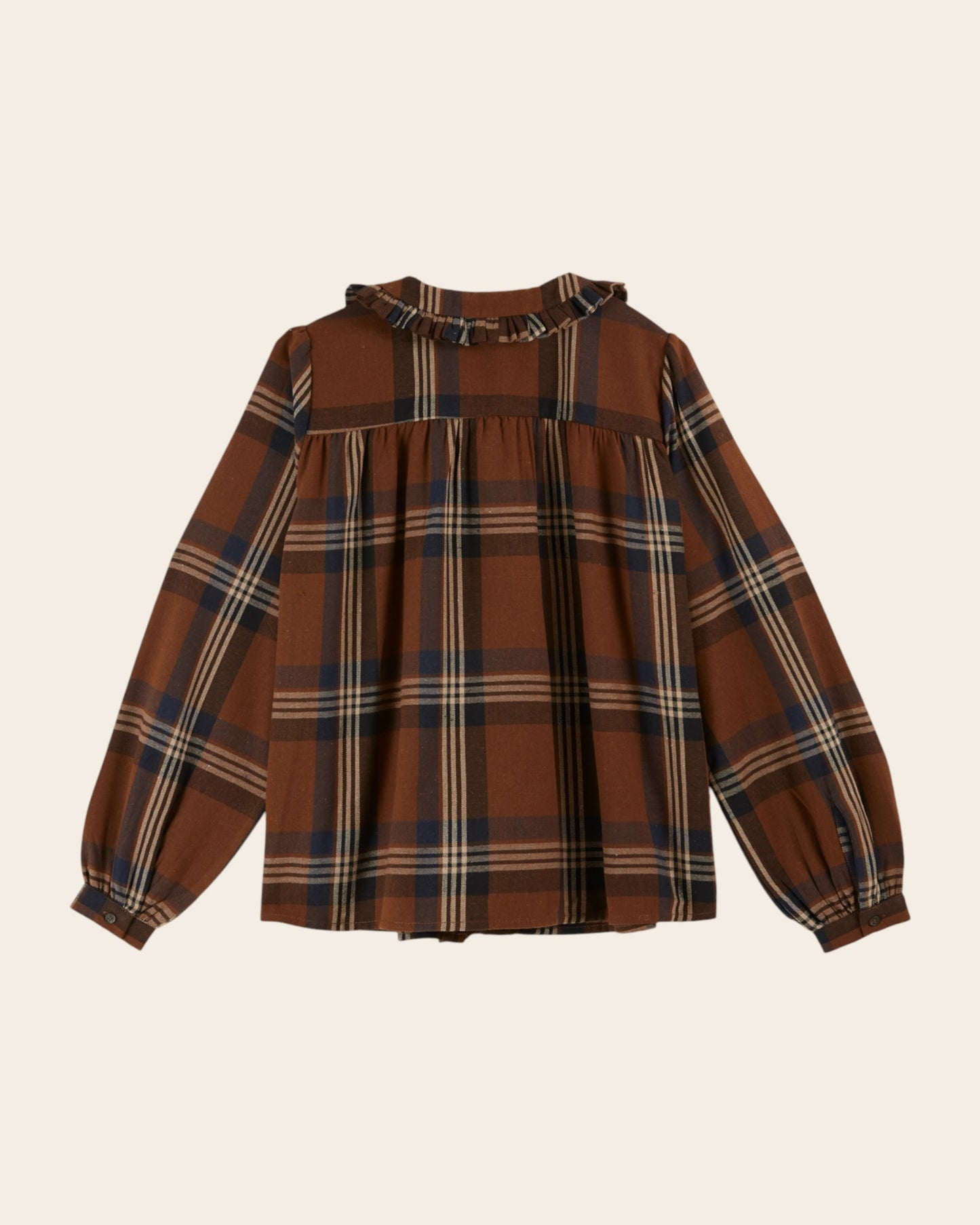 Blouse à carreaux marron