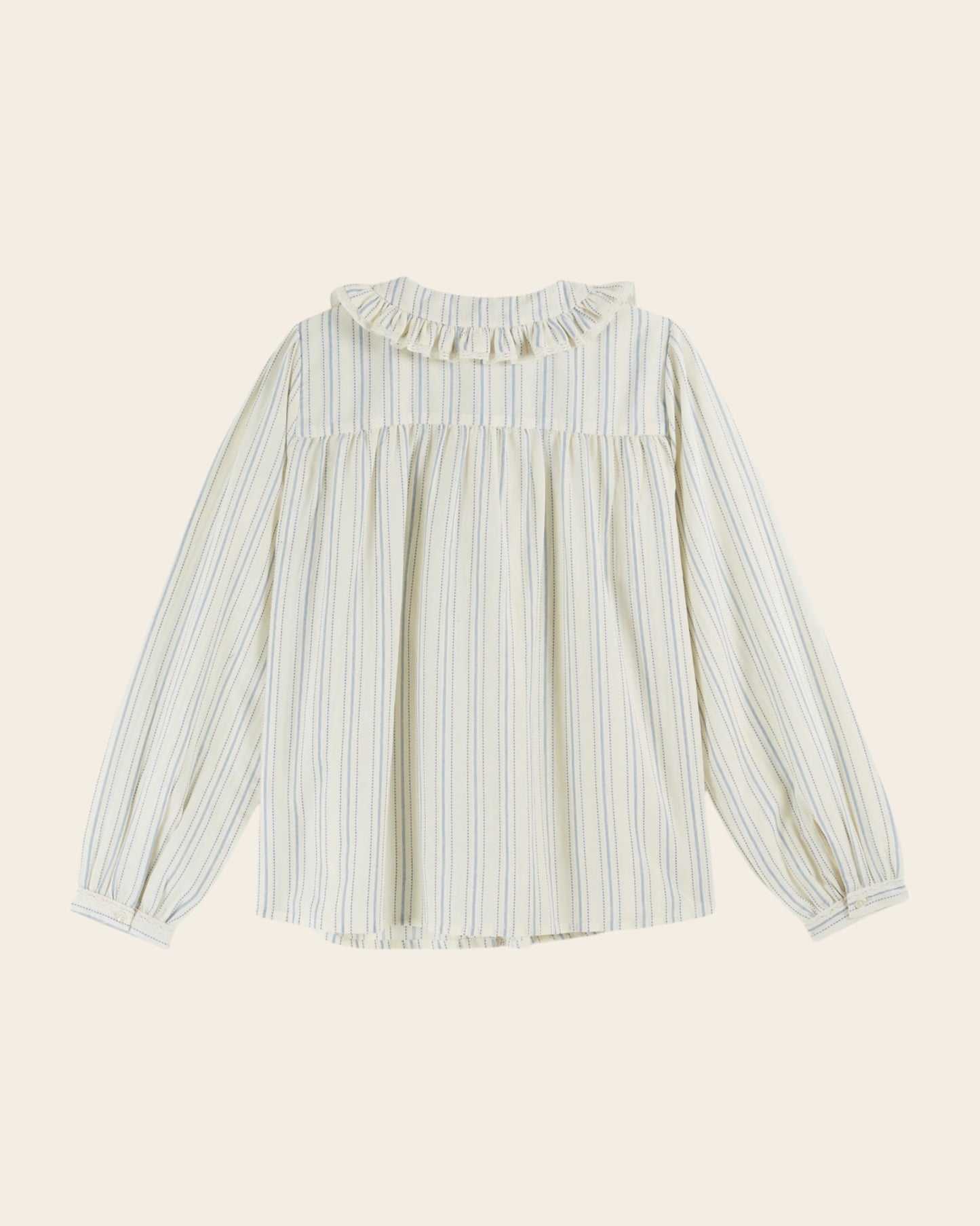 Blouse volantée à rayures écru
