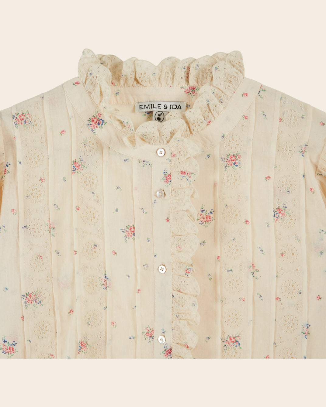 Blouse - Broderie anglaise fleuri écru
