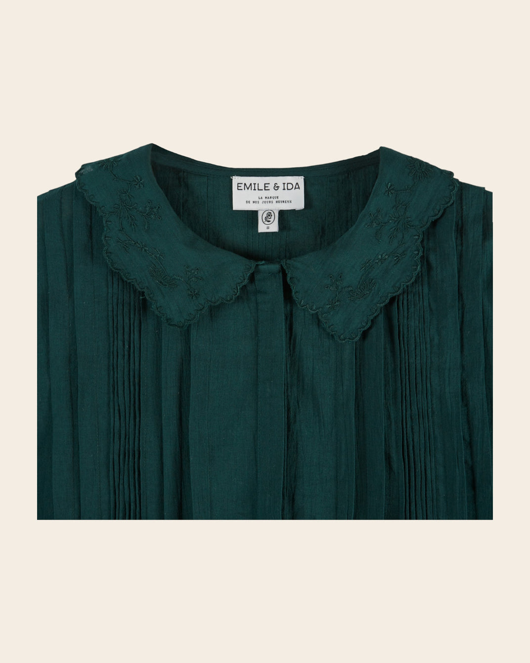 Blouse - Dentelle col brodé foret