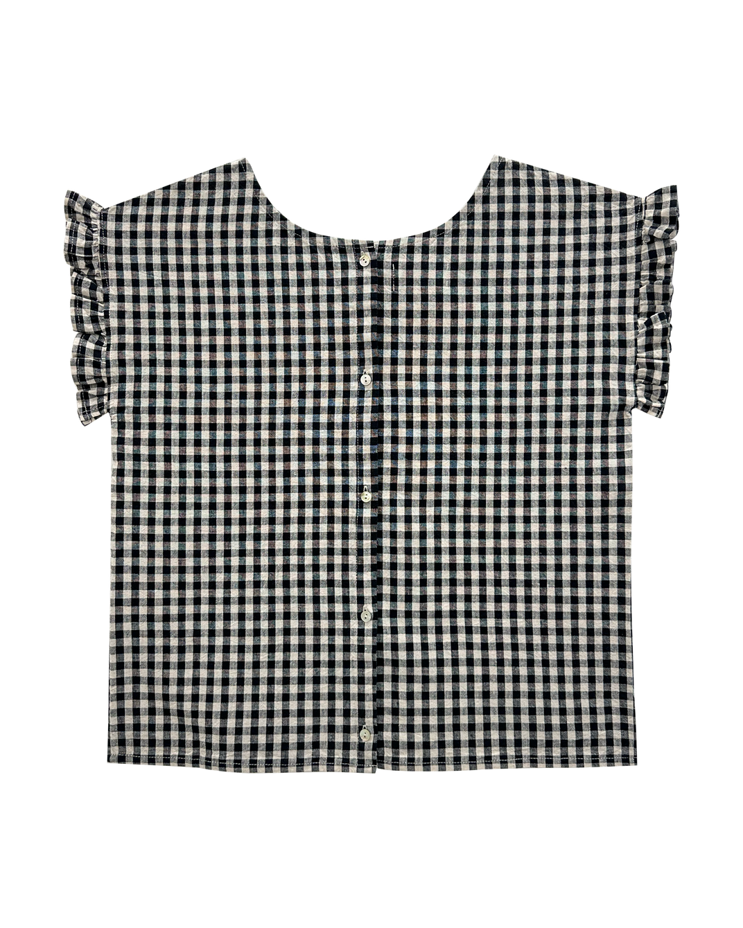 Blouse volantée vichy noir