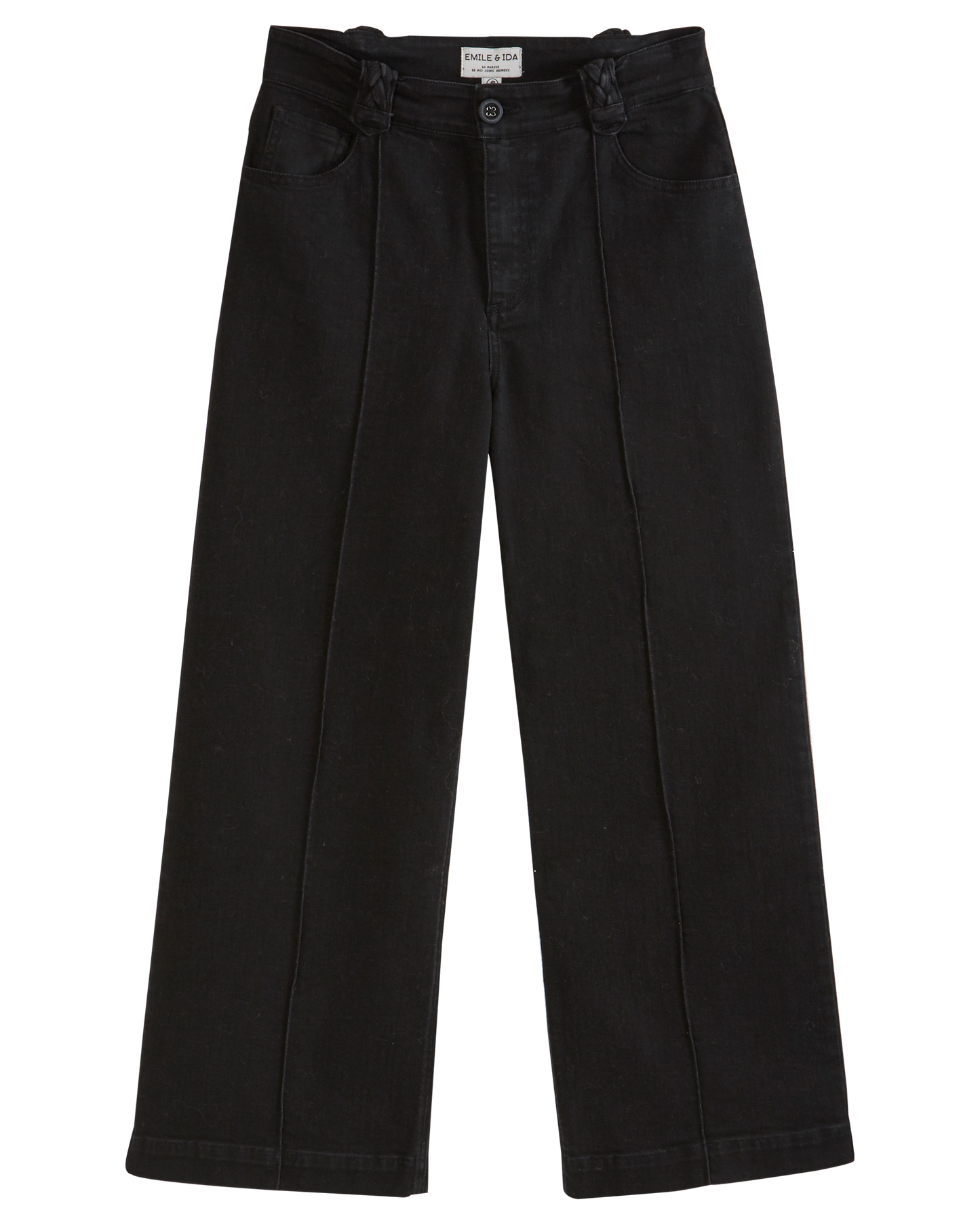 Pantalon wide coton denim noir