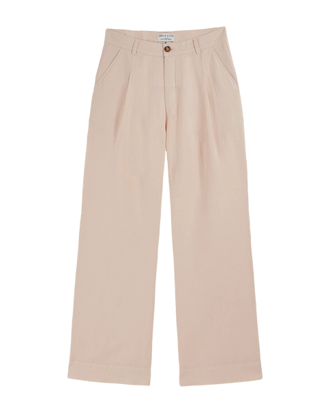 Pantalon palazzo lin coton rose pastel