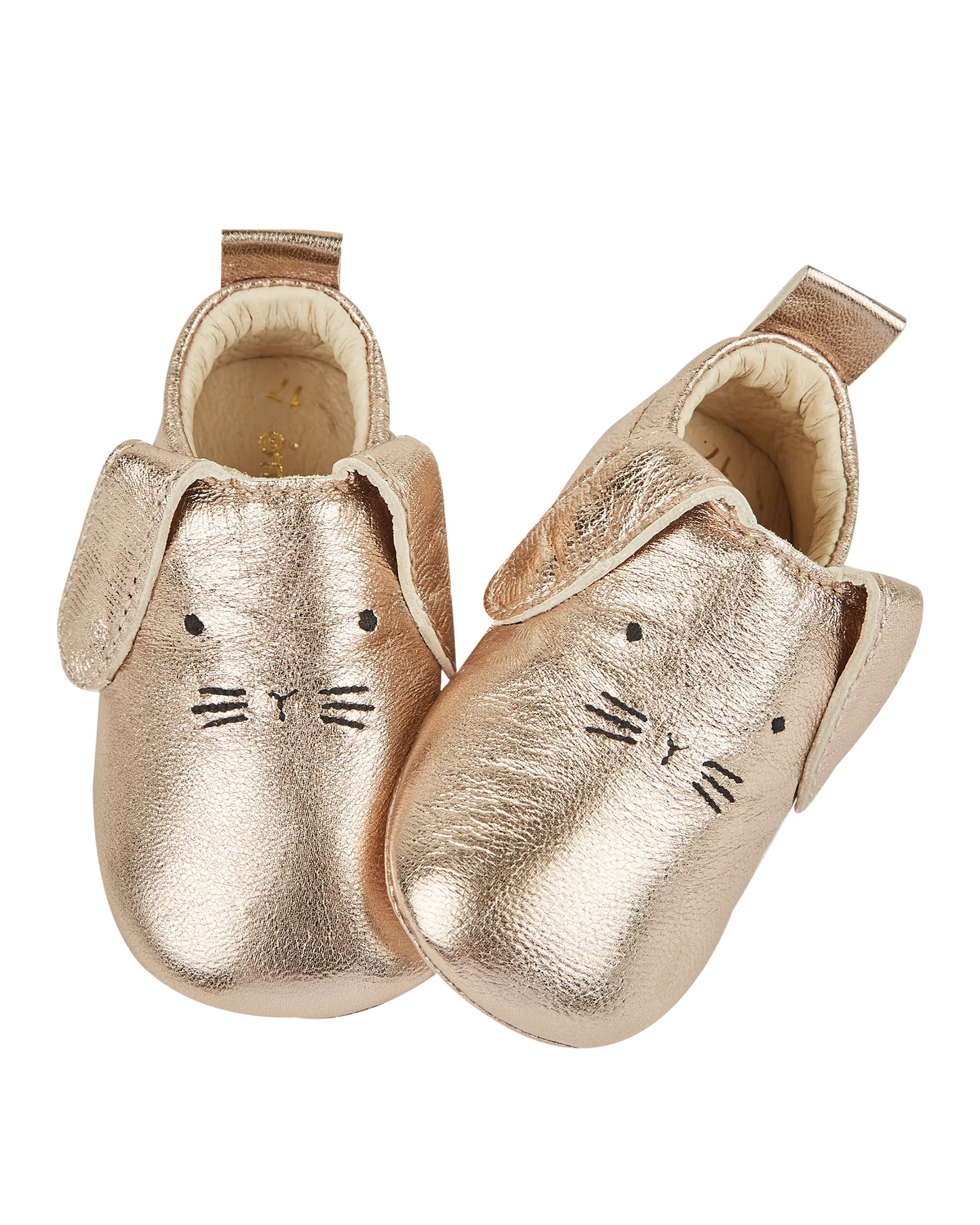 Chaussons lapin cuir doré