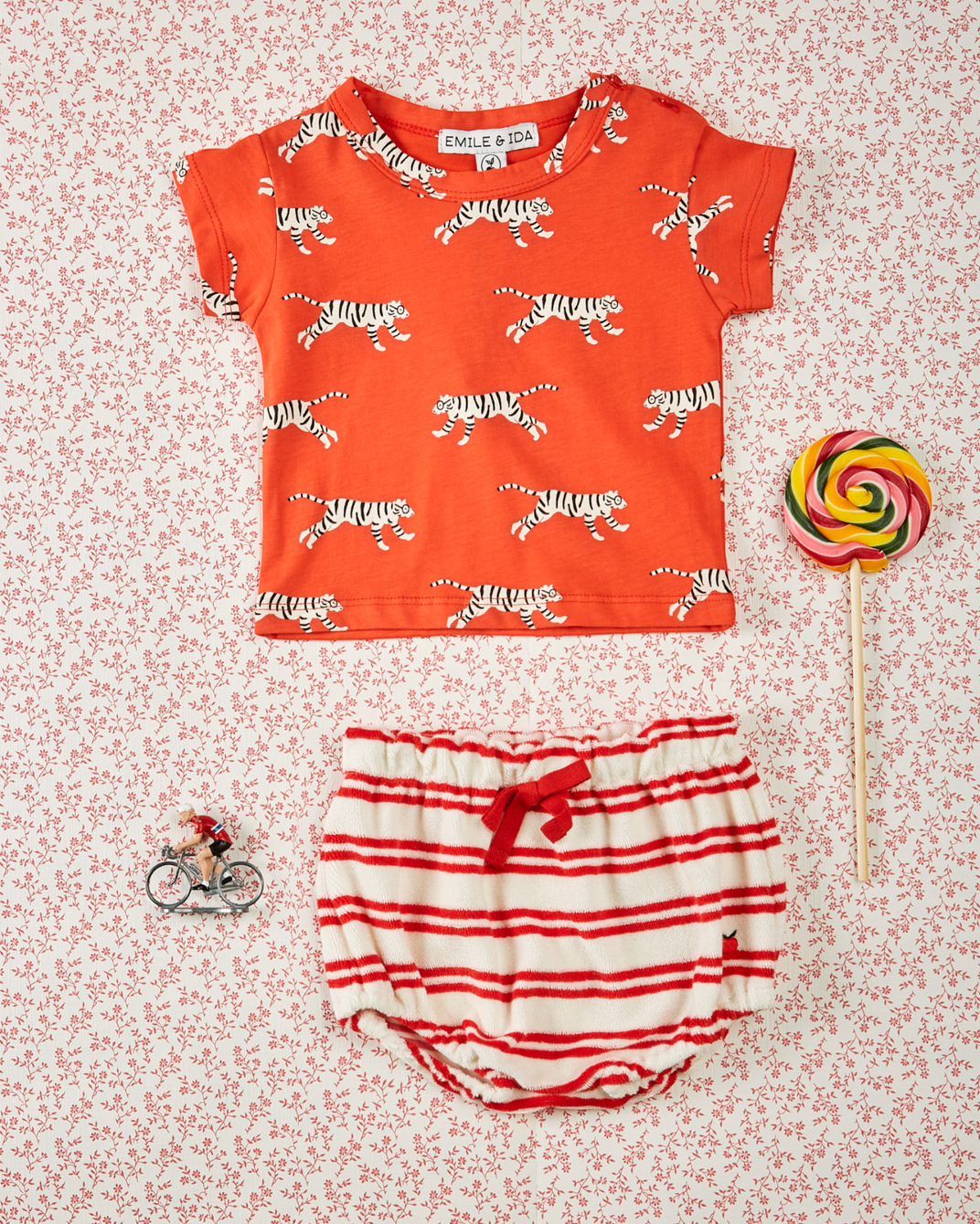 T-shirt - coton bio tigres rouge