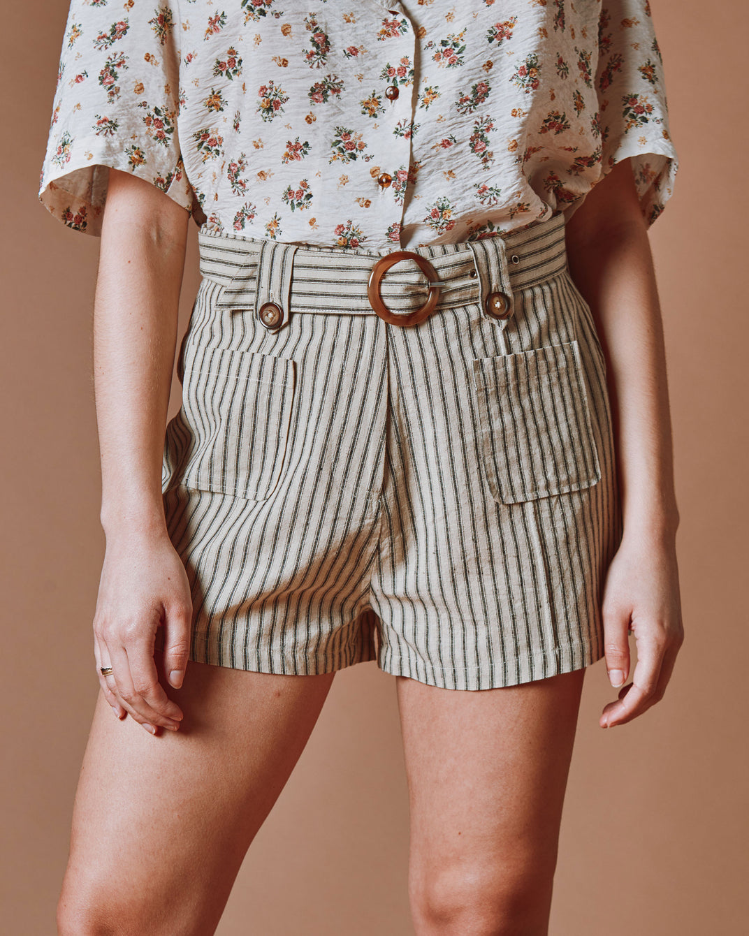 Short - Boucle rayé écru et noir