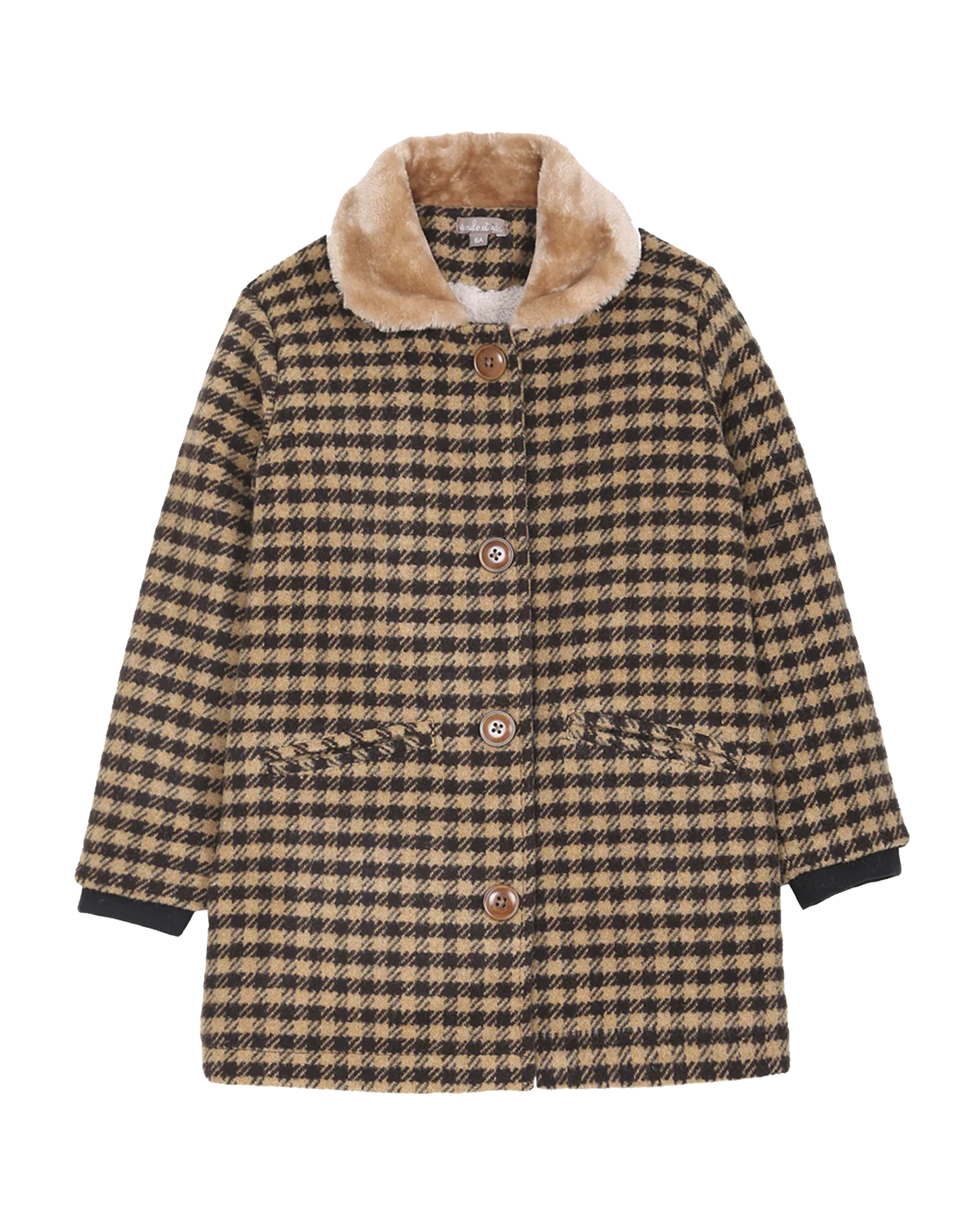 Manteau en lainage vichy beige