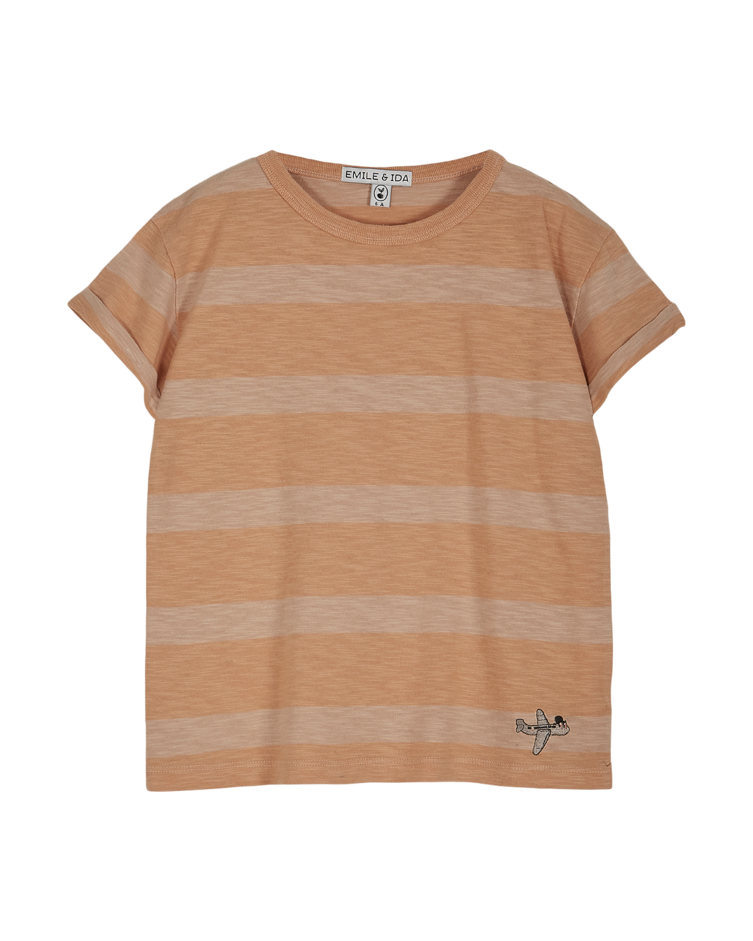 T-shirt - Coton bio rayé orange rose