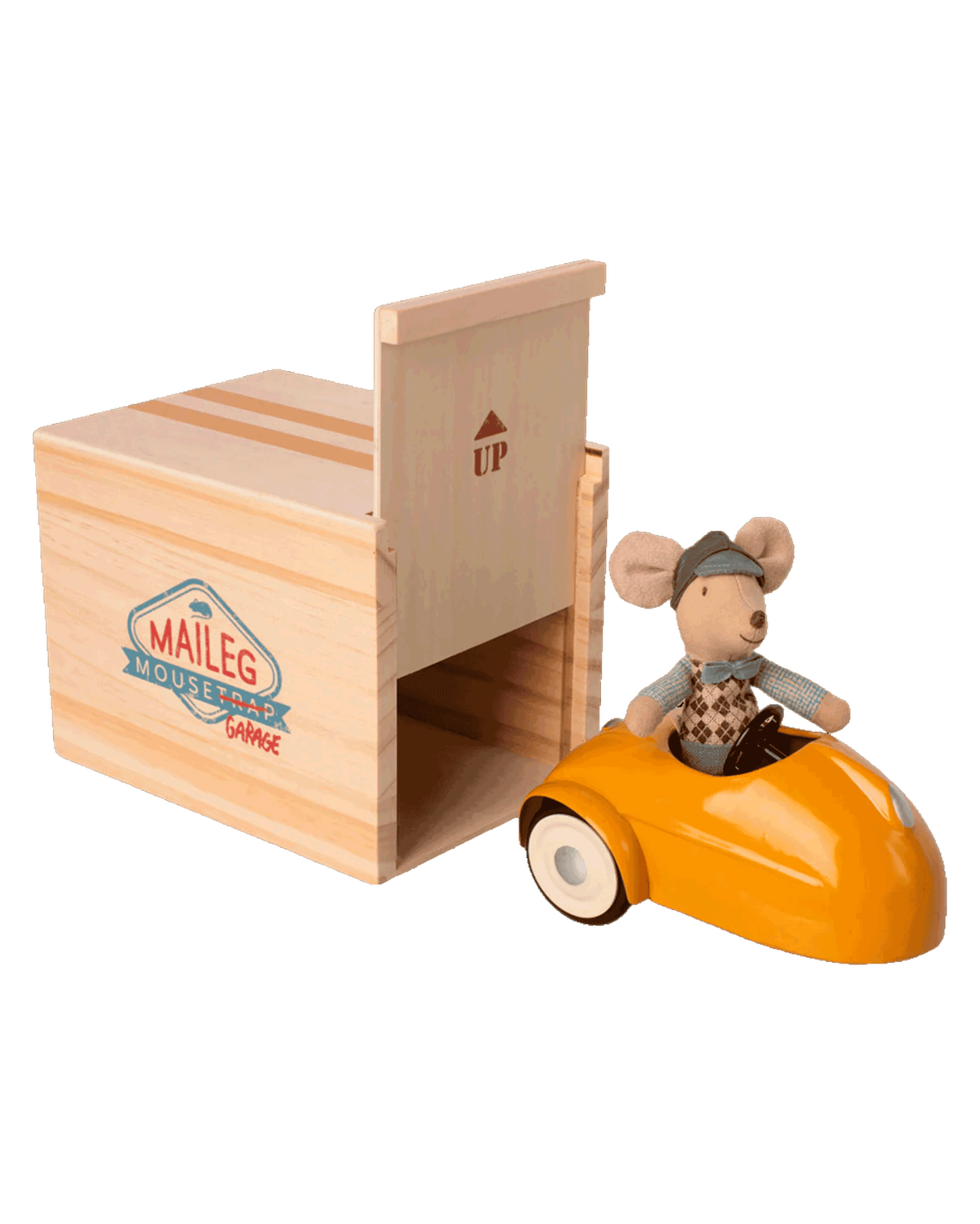 Petit frère souris et voiture jaune 11cm - Maileg