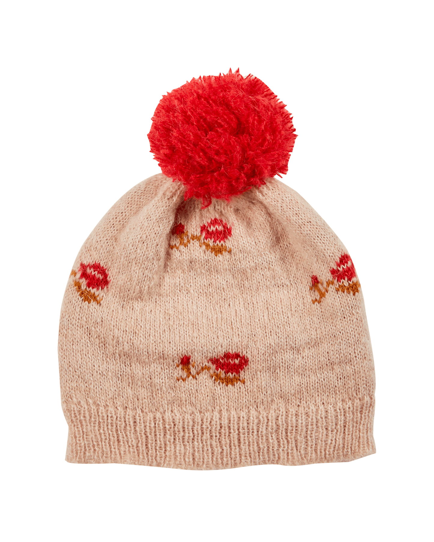 Bonnet jacquard beige rosé